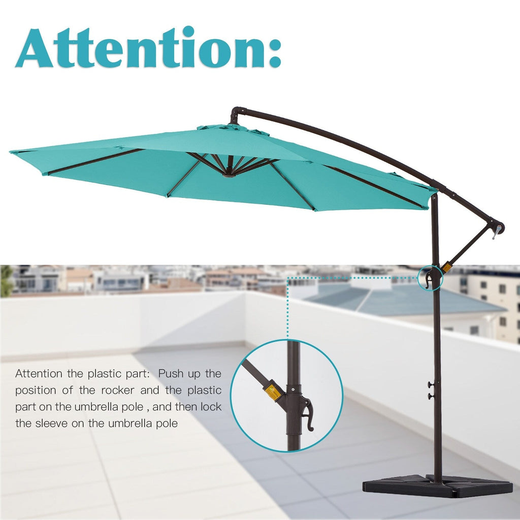 Parasol déporté à manivelle en acier de 10 pieds avec base lestée