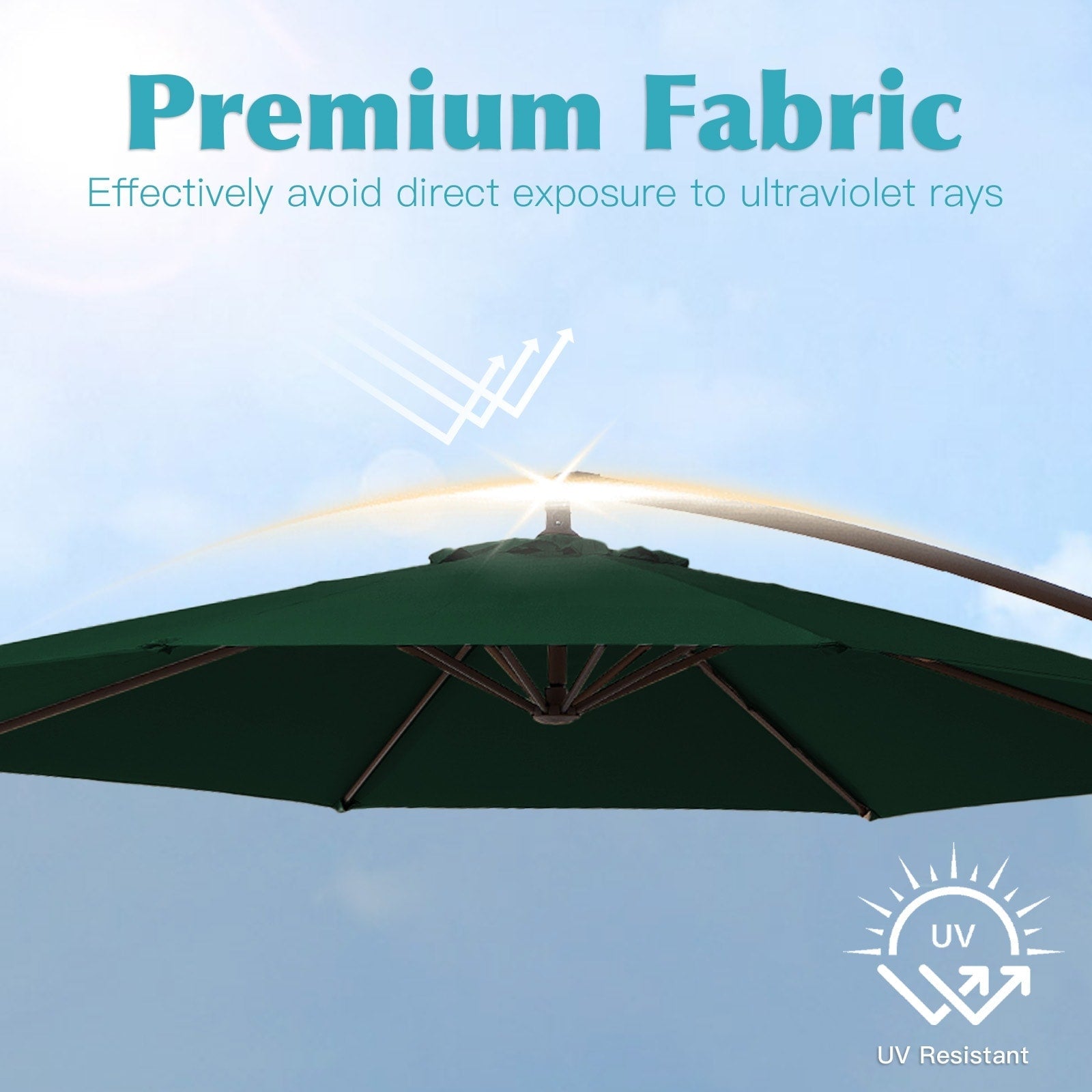 Parasol déporté à manivelle en acier de 10 pieds avec base lestée