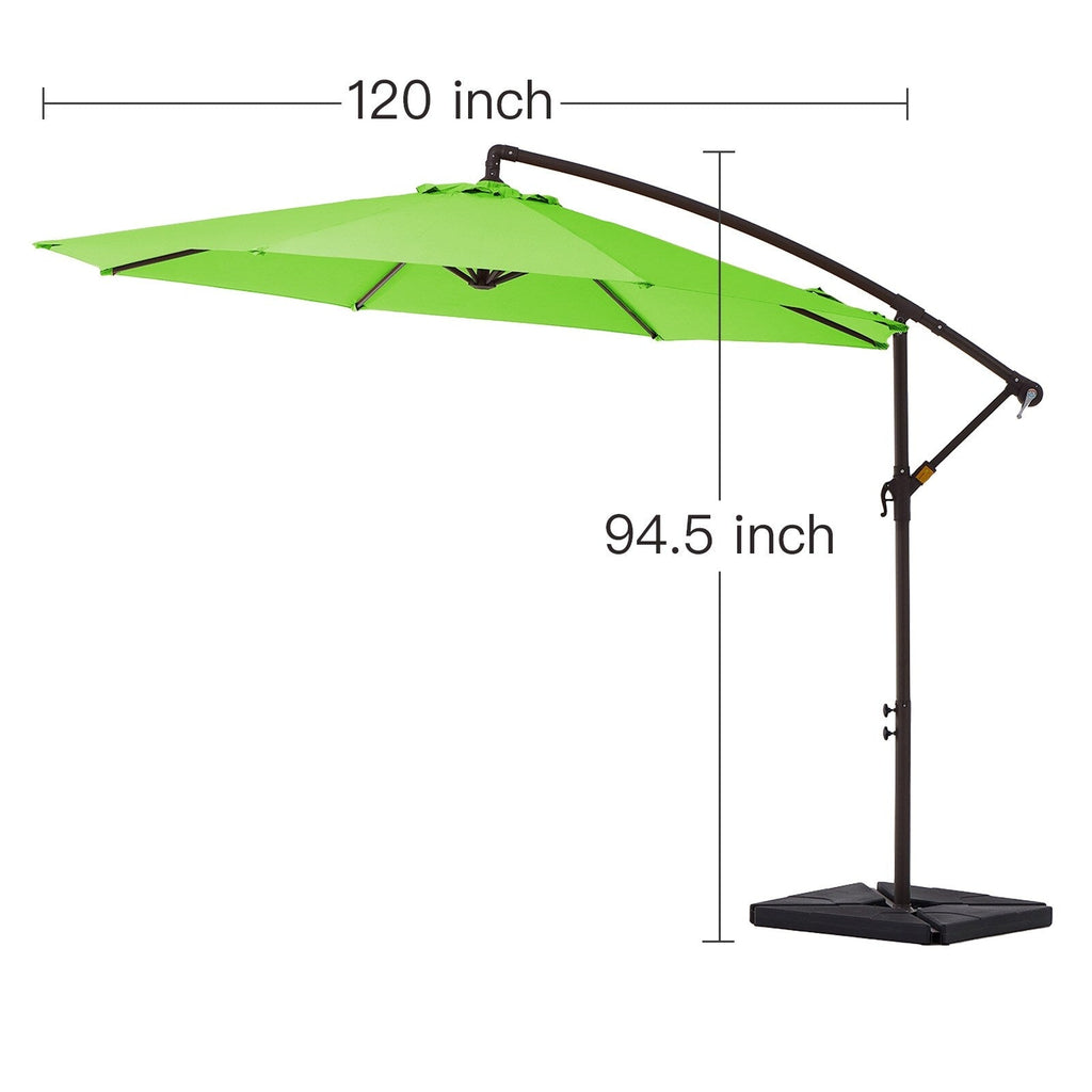 Parasol déporté à manivelle en acier de 10 pieds avec base lestée