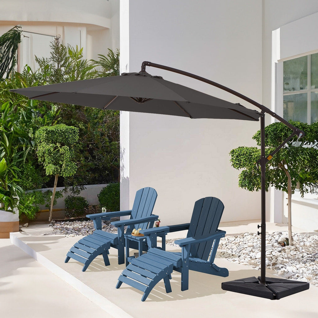 Parasol déporté à manivelle en acier de 10 pieds avec base lestée
