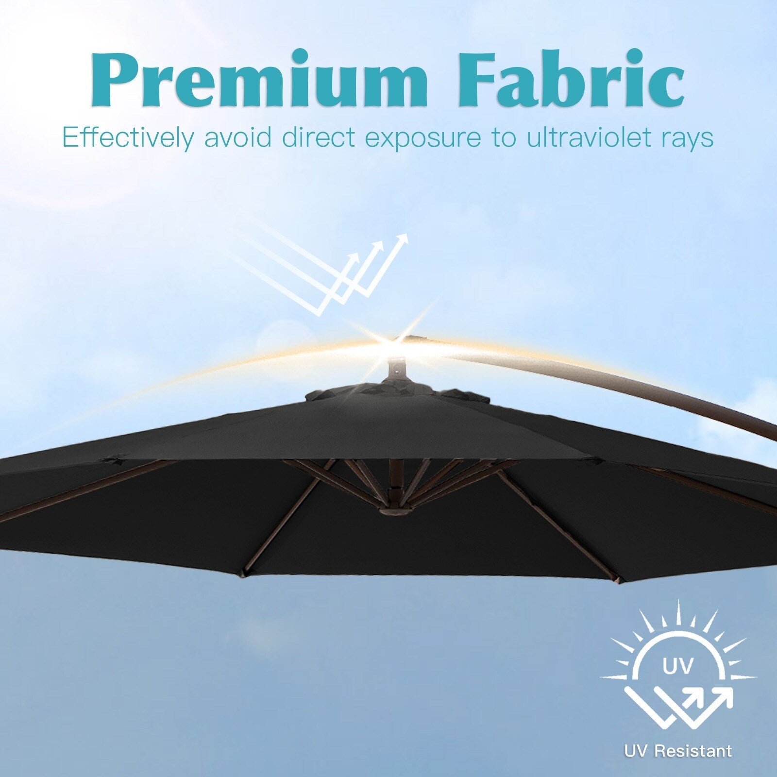 Parasol déporté à manivelle en acier de 10 pieds avec base lestée