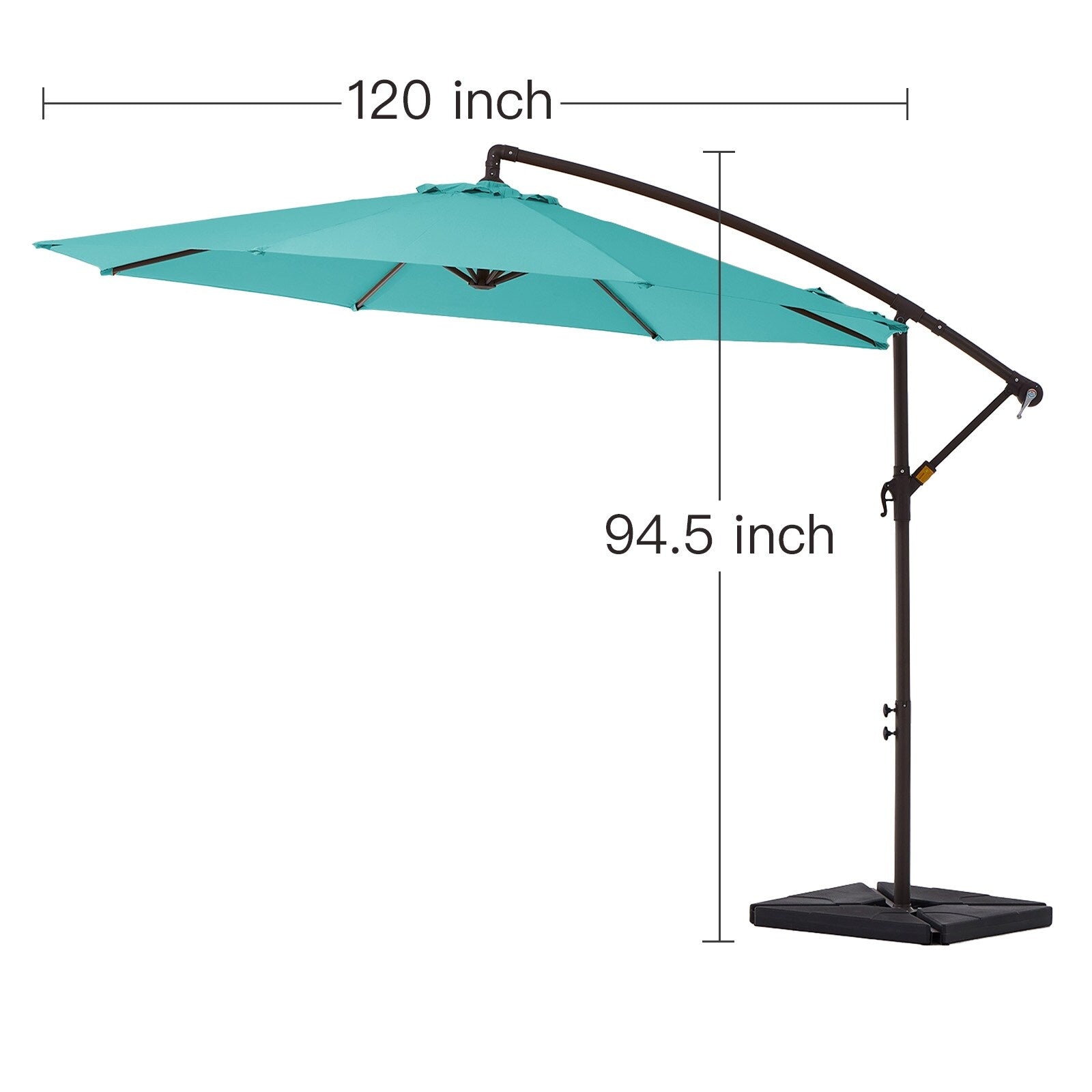 Parasol déporté à manivelle en acier de 10 pieds avec base lestée