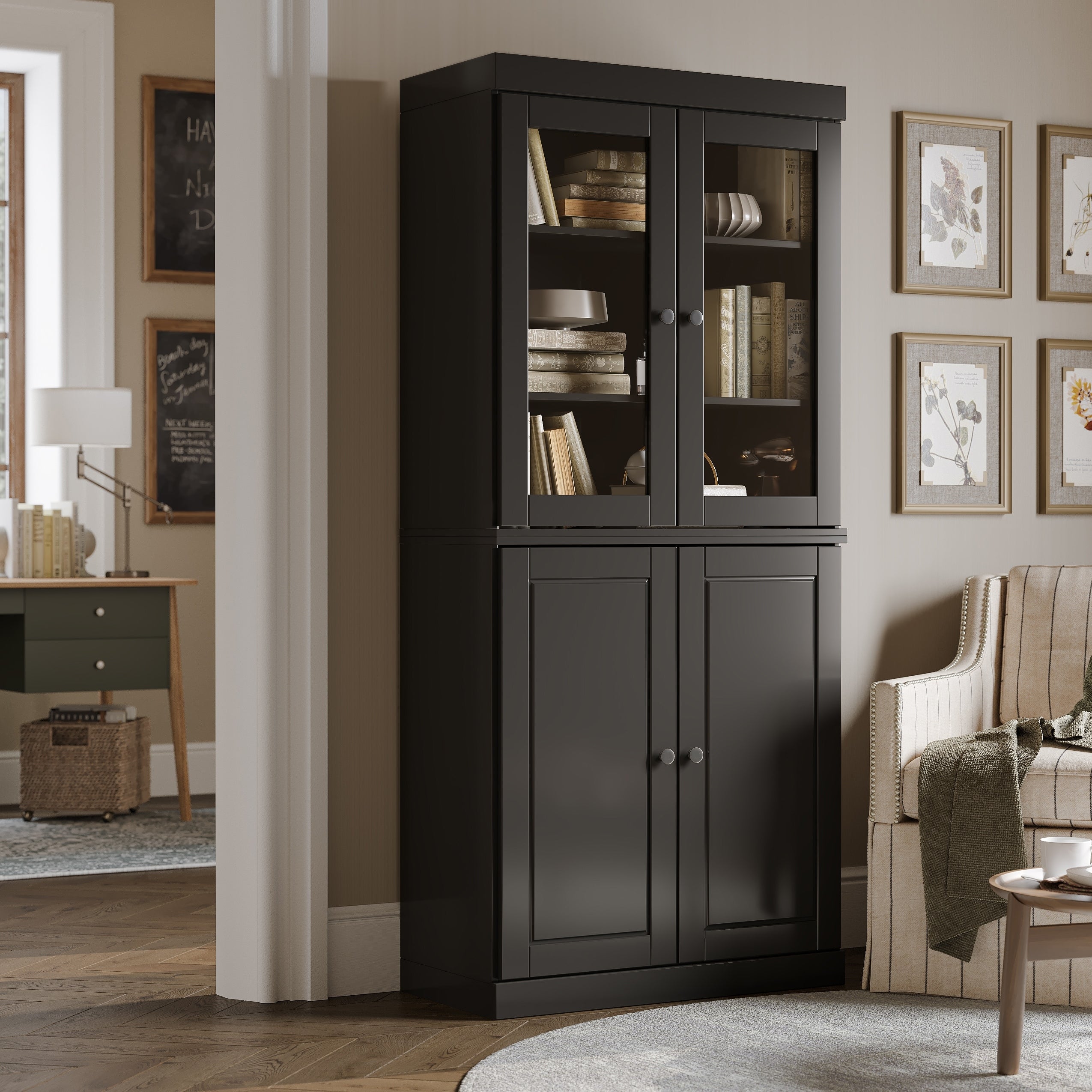 Bibliothèque 100 % bois massif à 6 étagères avec portes en option par Palace Imports