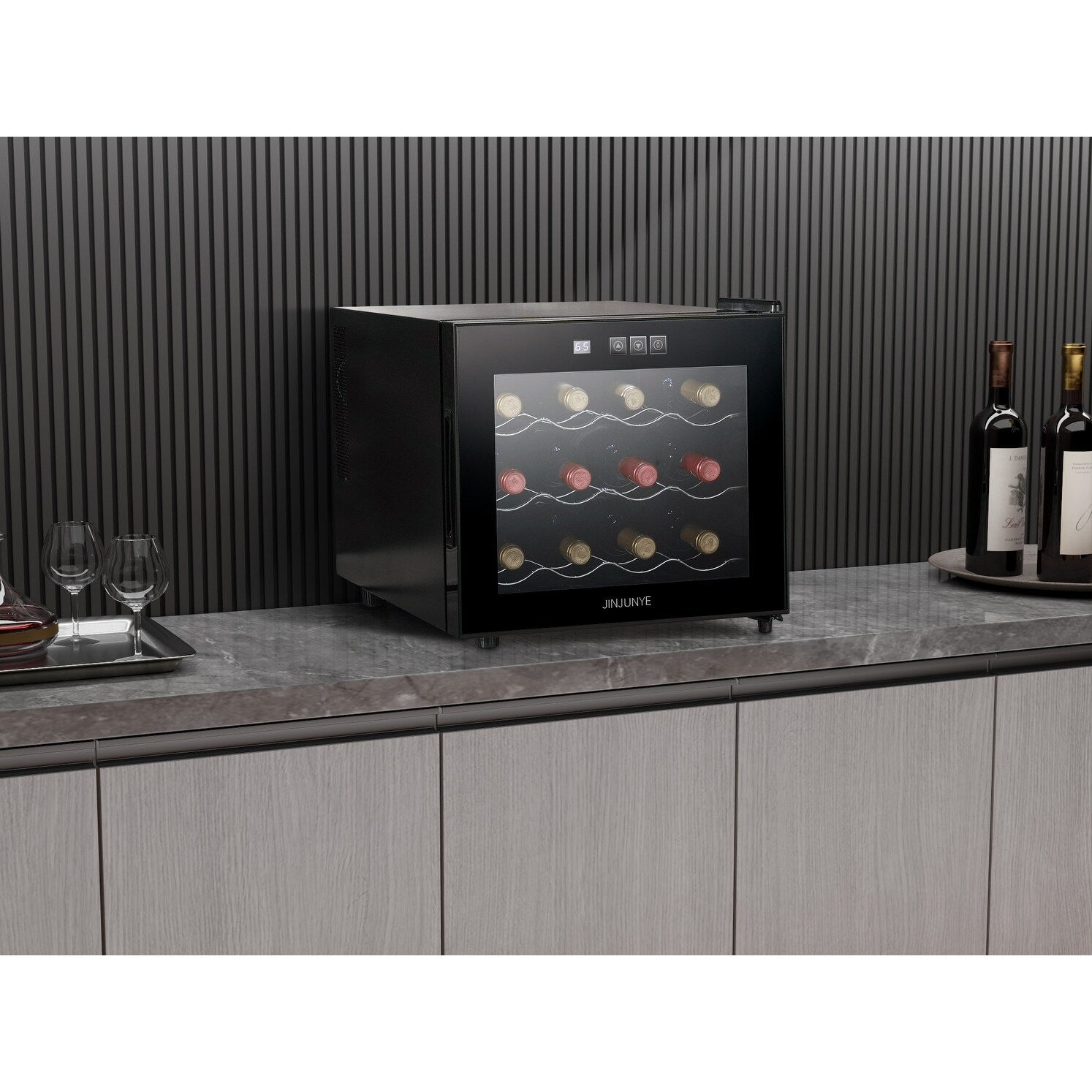 Réfrigérateur à vin 12 bouteilles, mini-cave à vin (12-18 °C), refroidisseur à vin de comptoir avec contrôle numérique de la température