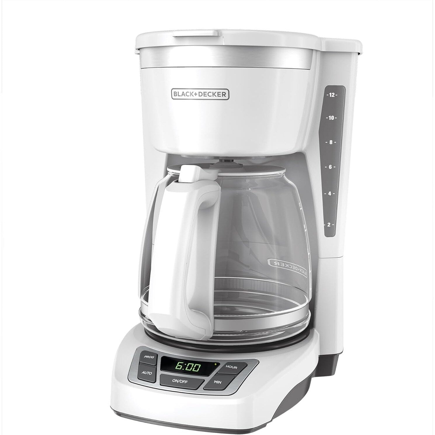 Cafetière numérique 12 tasses, programmable, filtre lavable, Sneak-A-Cup, infusion automatique, maintien de la chaleur, blanche