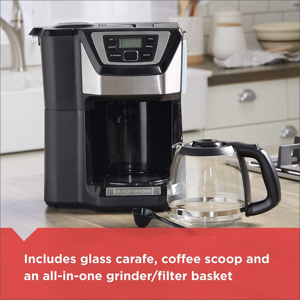 Cafetière 12 tasses, CM5000B, programmable 24 heures, broyeur intégré, Sneak-A-Cup, filtre lavable permanent