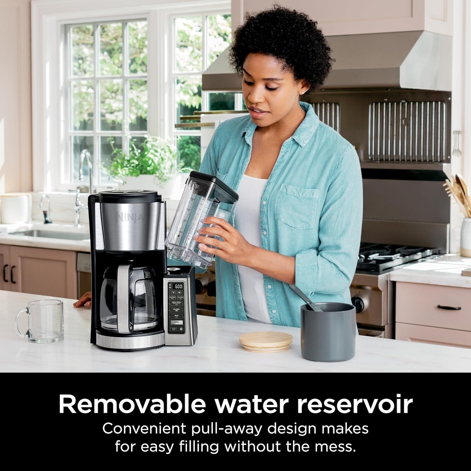 Cafetière programmable 12 tasses, 2 modes d'infusion, plaque chauffante réglable, réservoir de 1,7 l, infusion différée, acier inoxydable noir