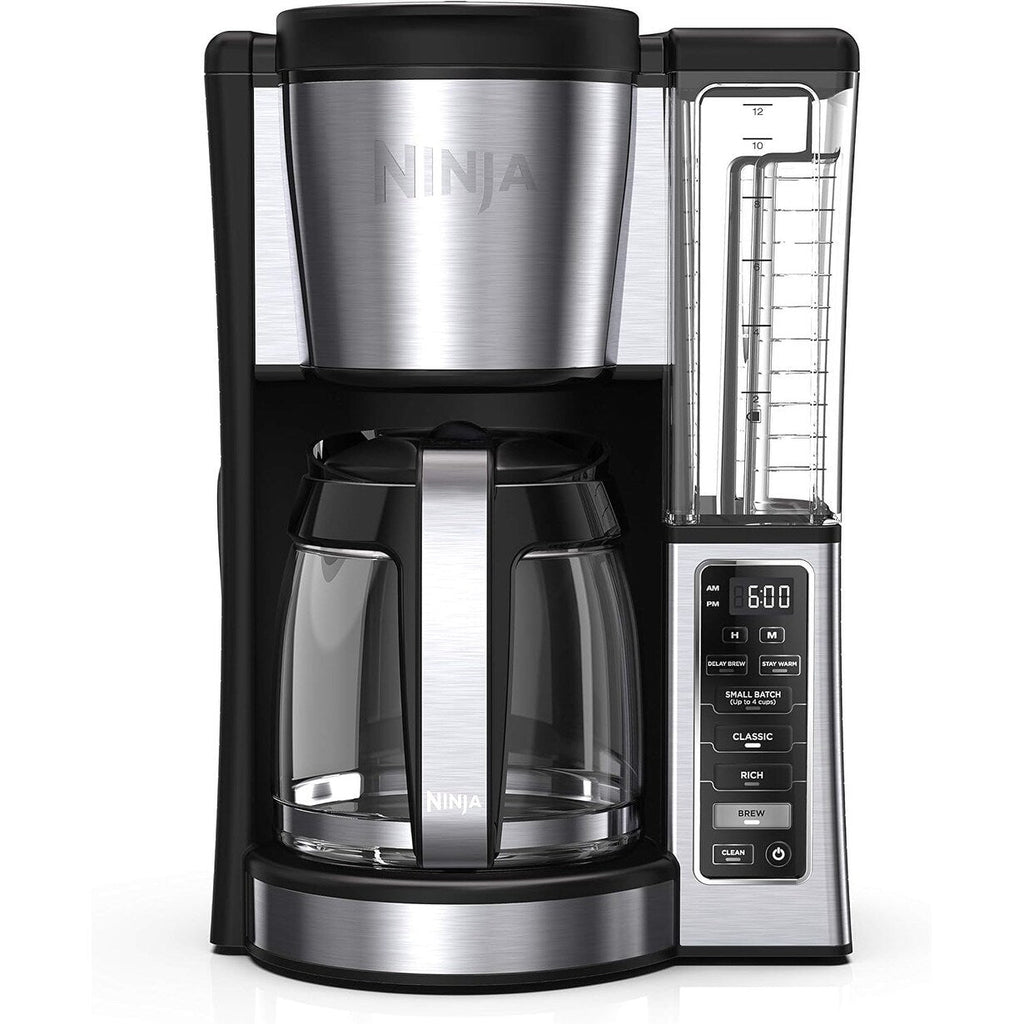 Cafetière programmable 12 tasses, 2 modes d'infusion, plaque chauffante réglable, réservoir de 1,7 l, infusion différée, acier inoxydable noir