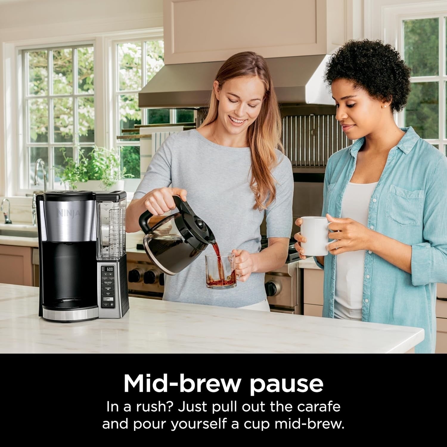 Cafetière programmable 12 tasses, 2 modes d'infusion, plaque chauffante réglable, réservoir de 1,7 l, infusion différée, acier inoxydable noir
