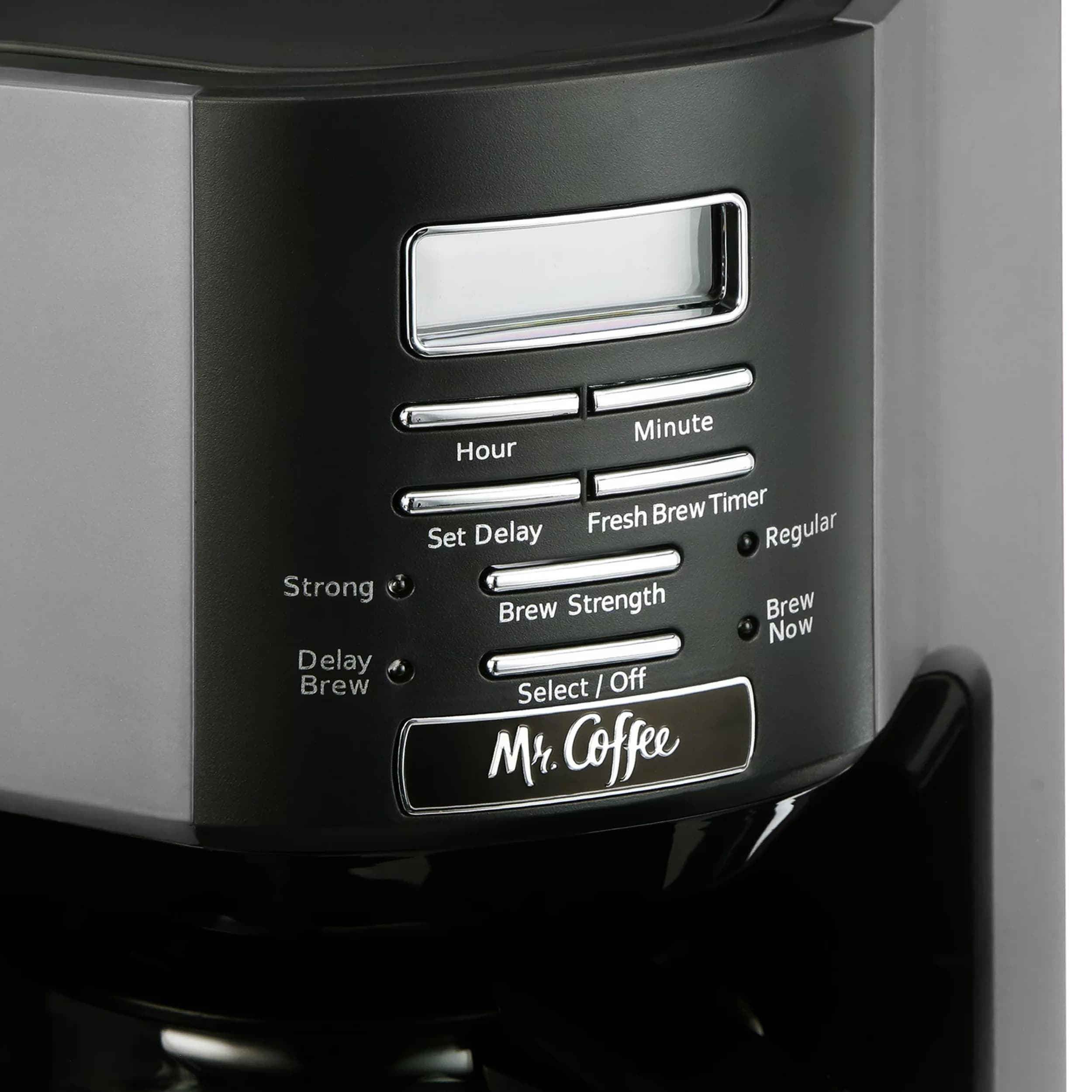 Cafetière programmable 12 tasses à infusion rapide, couleur argent