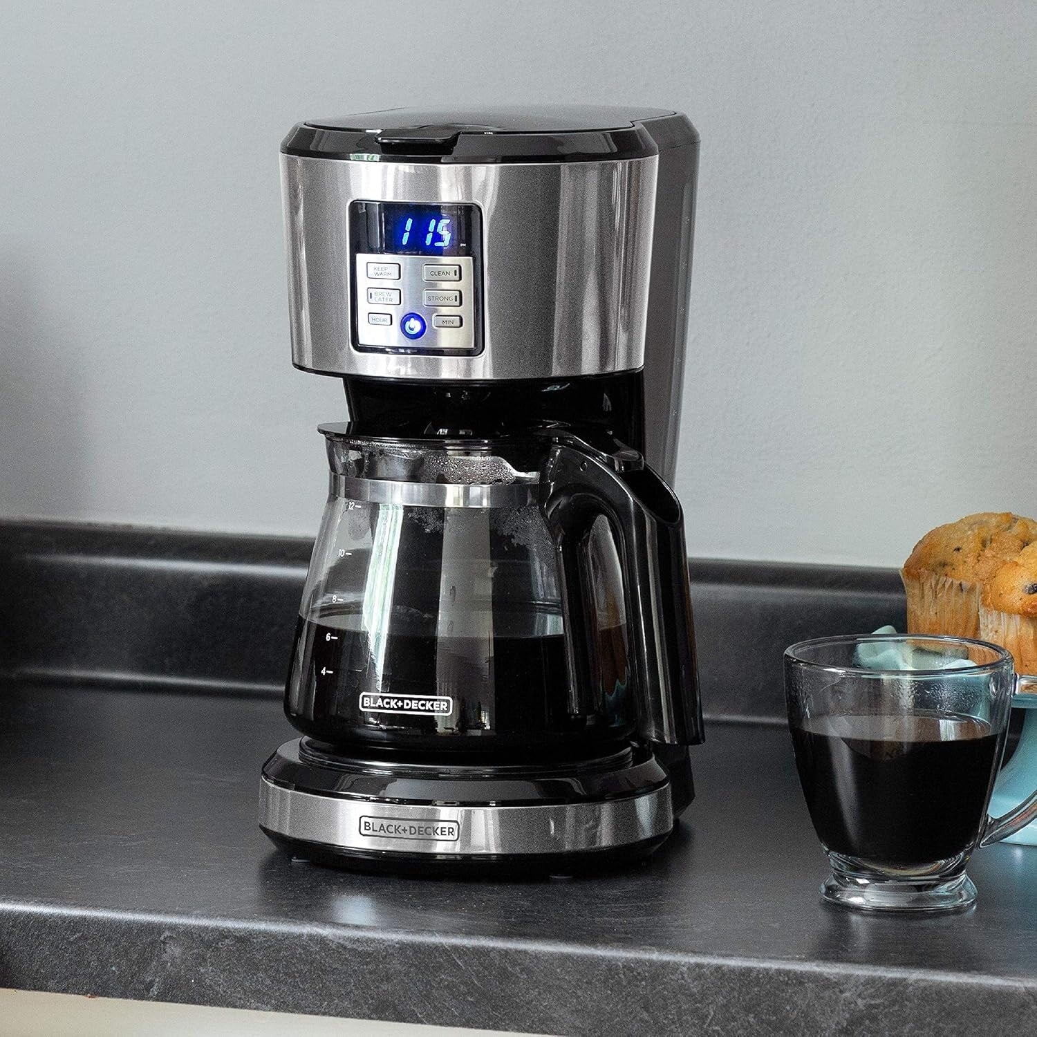 Cafetière programmable 12 tasses, technologie Vortex Brew, noire
