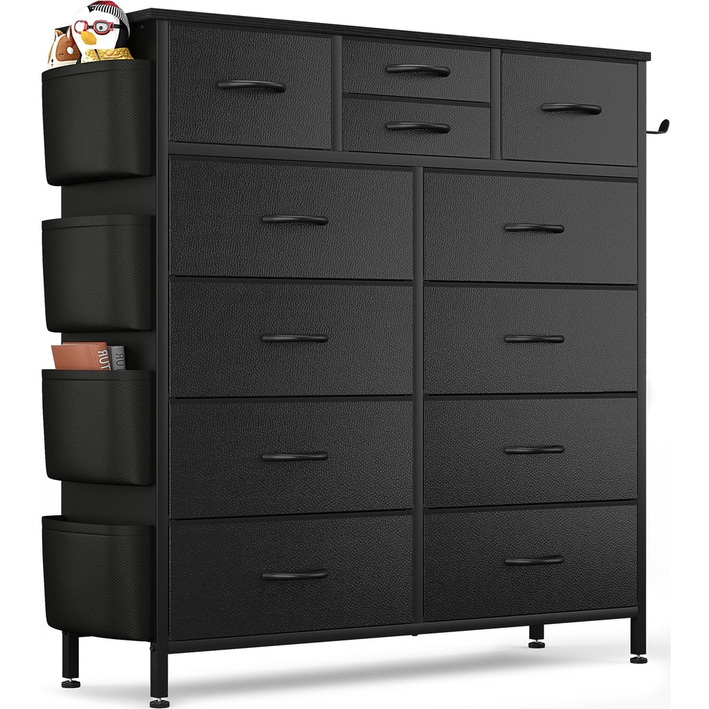 Commode haute en tissu à 12 tiroirs pour chambre à coucher