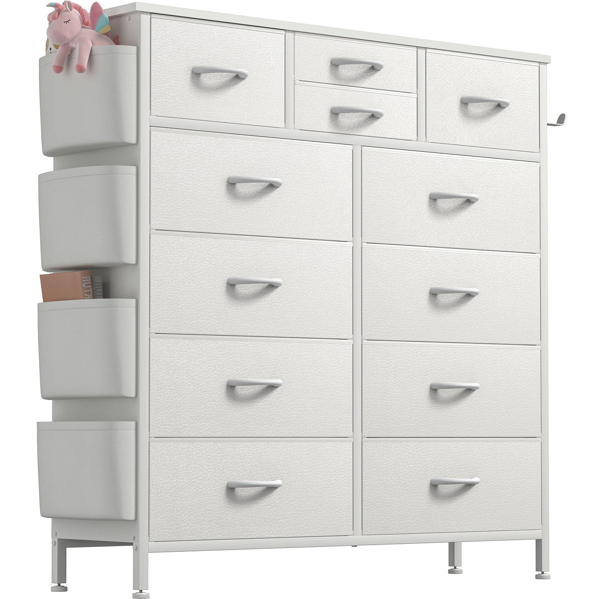 Commode haute en tissu à 12 tiroirs pour chambre à coucher
