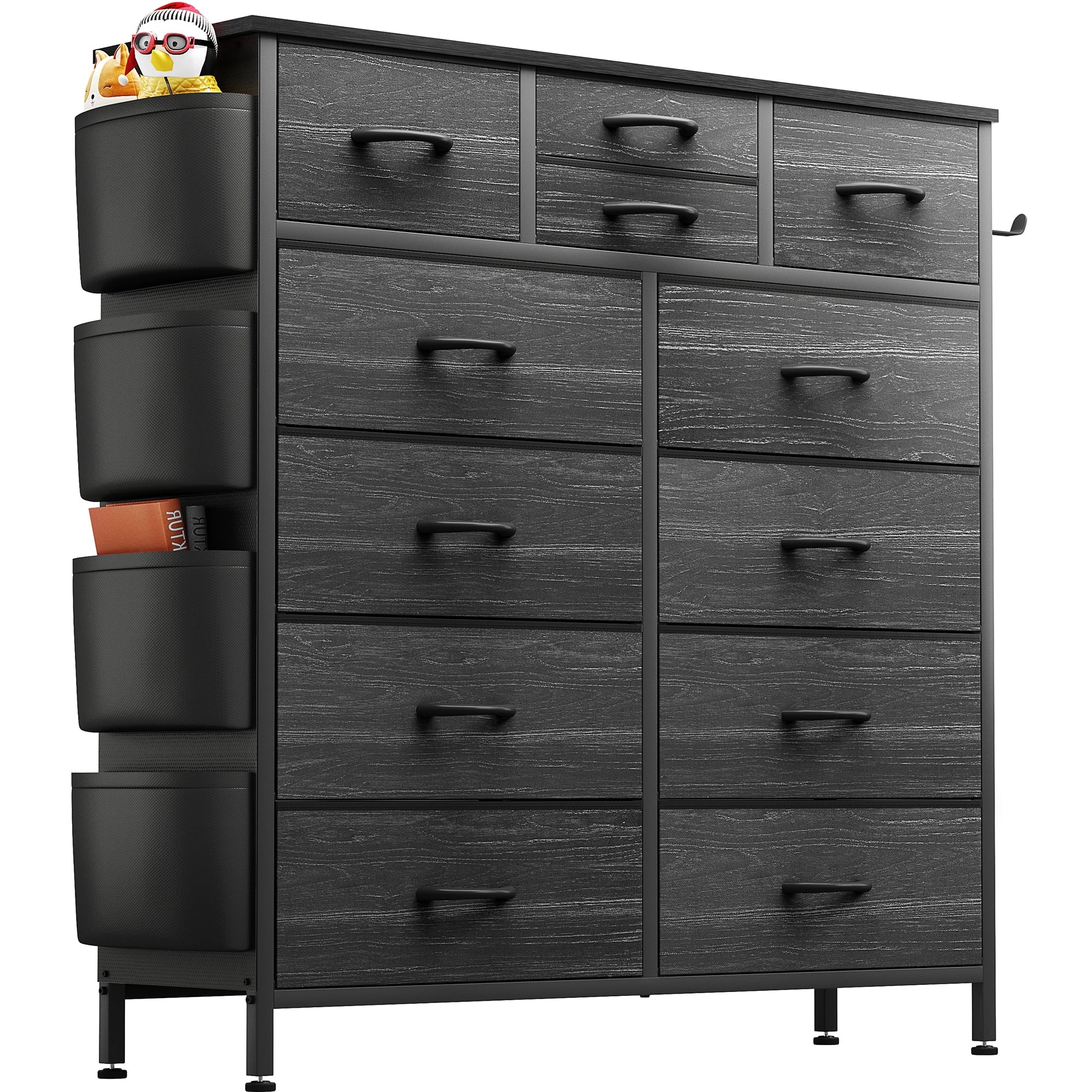 Commode haute en tissu à 12 tiroirs pour chambre à coucher