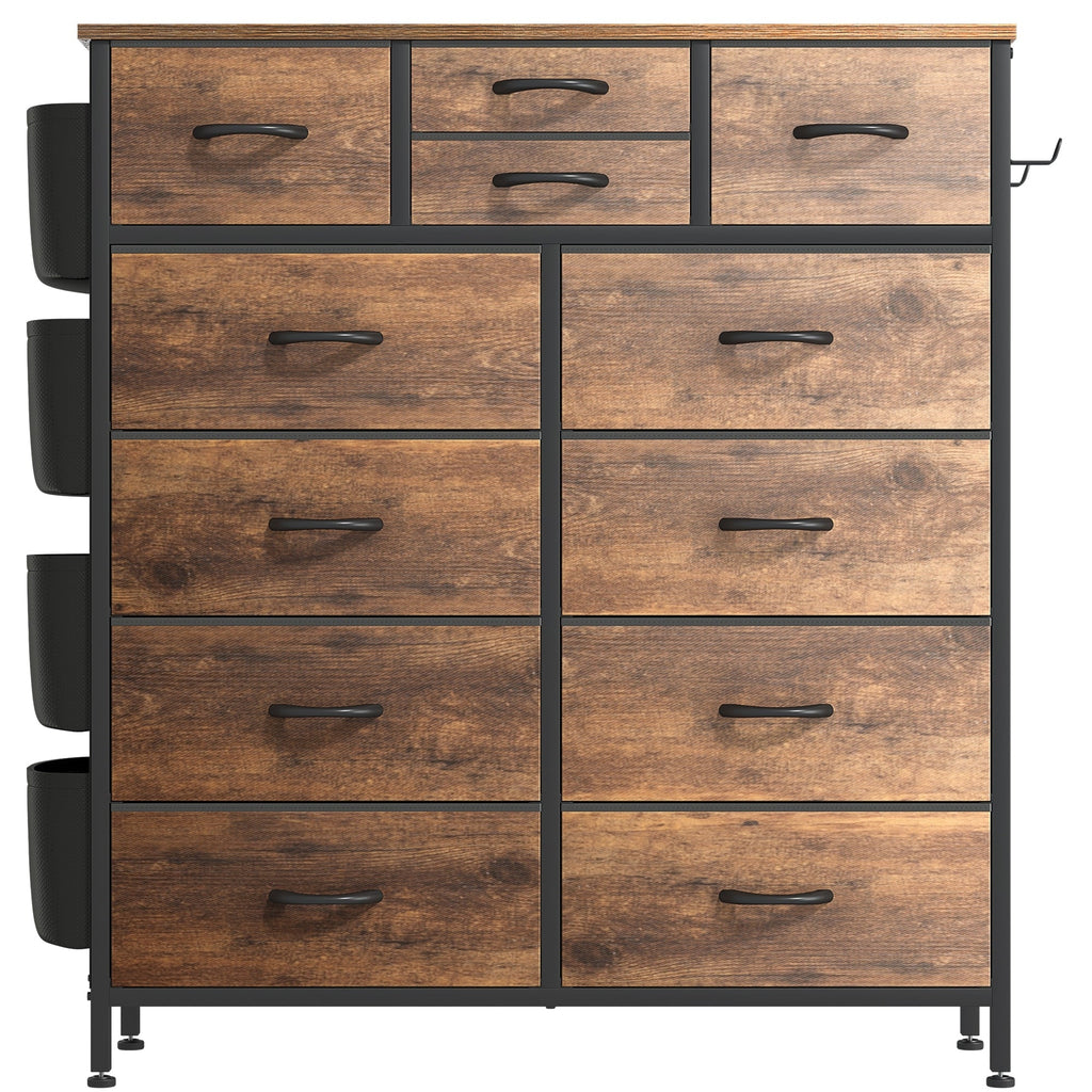 Commode haute en tissu à 12 tiroirs pour chambre à coucher