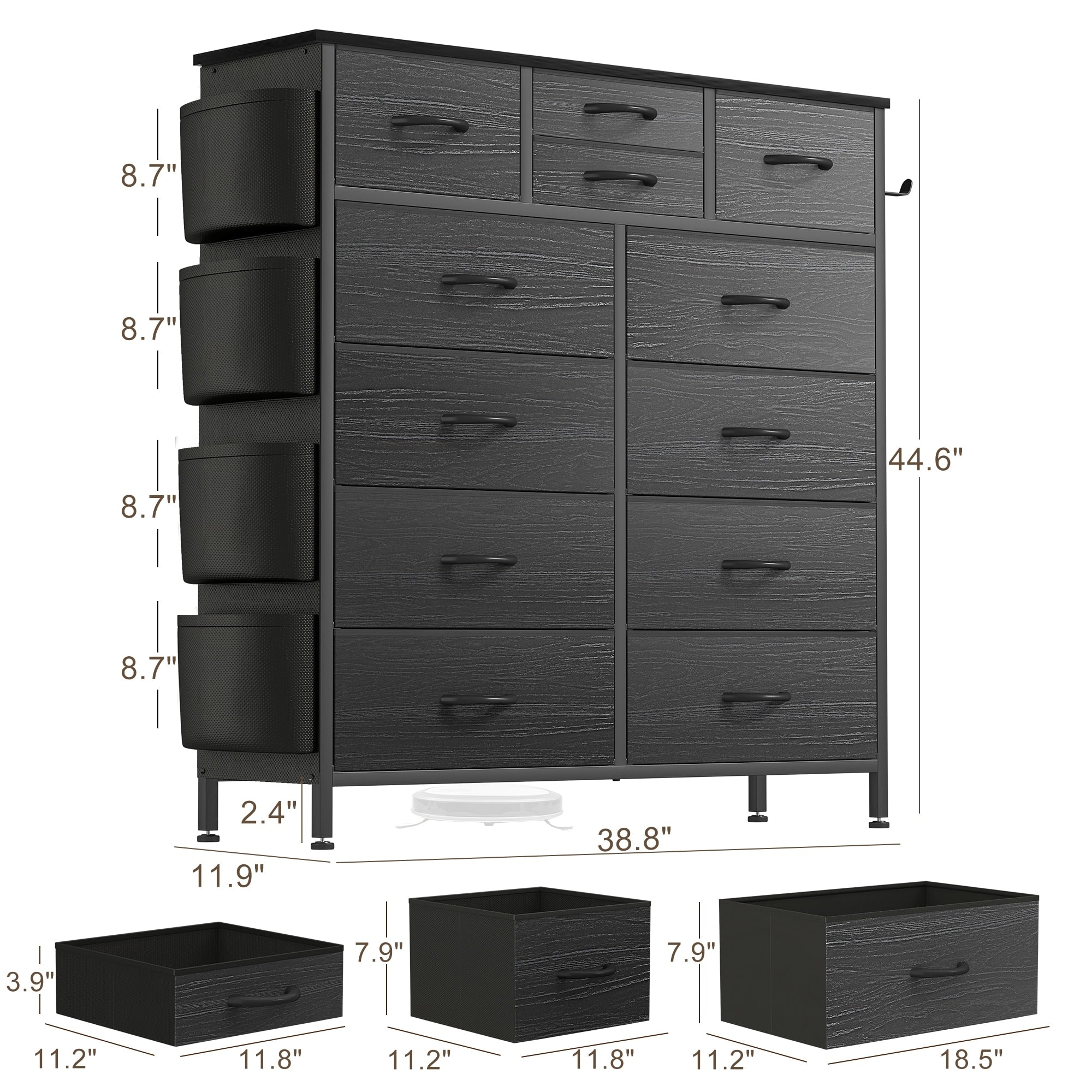 Commode haute en tissu à 12 tiroirs pour chambre à coucher