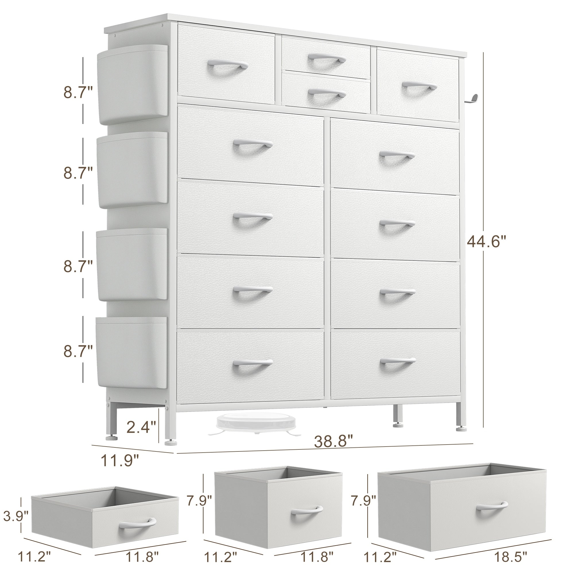 Commode haute en tissu à 12 tiroirs pour chambre à coucher