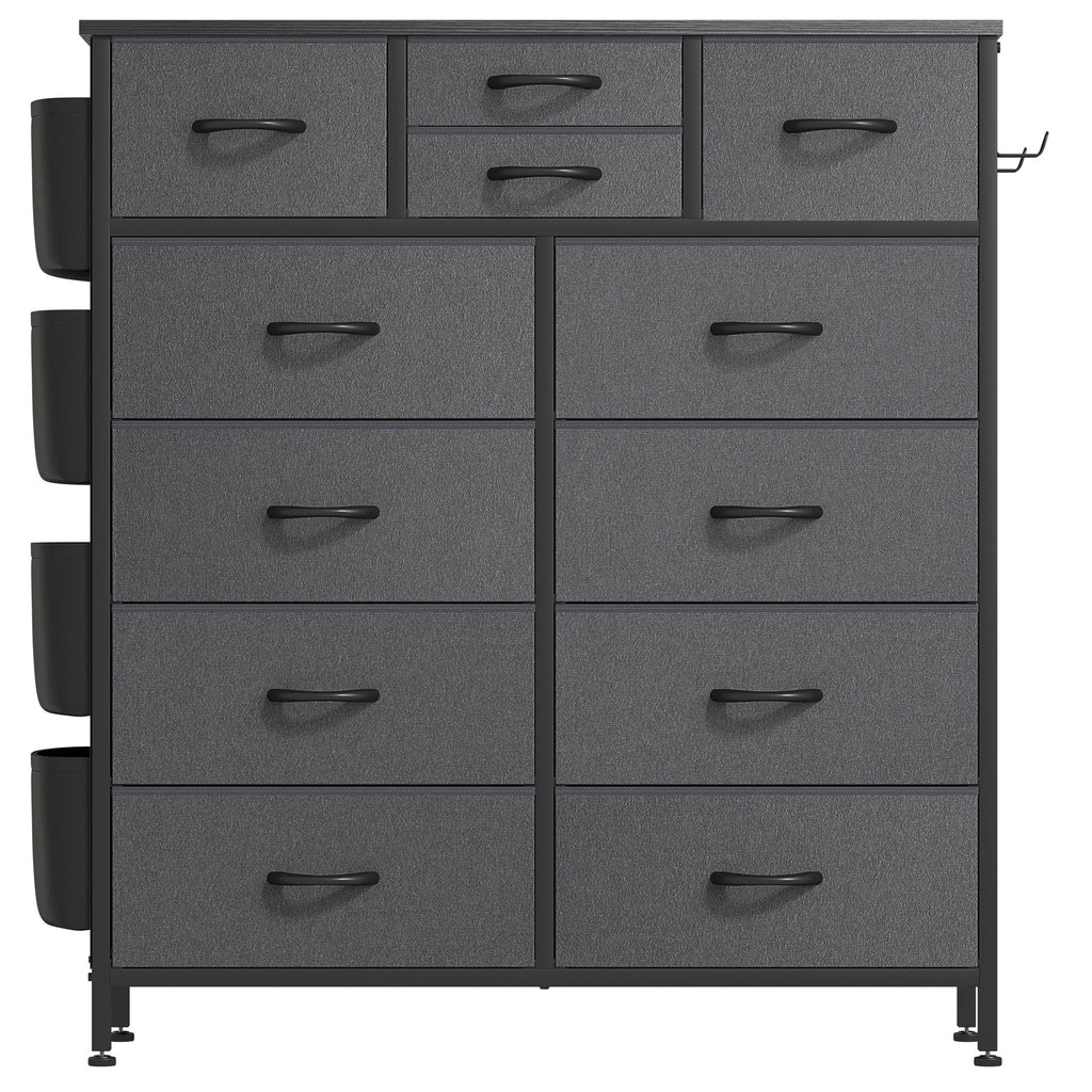 Commode haute en tissu à 12 tiroirs pour chambre à coucher