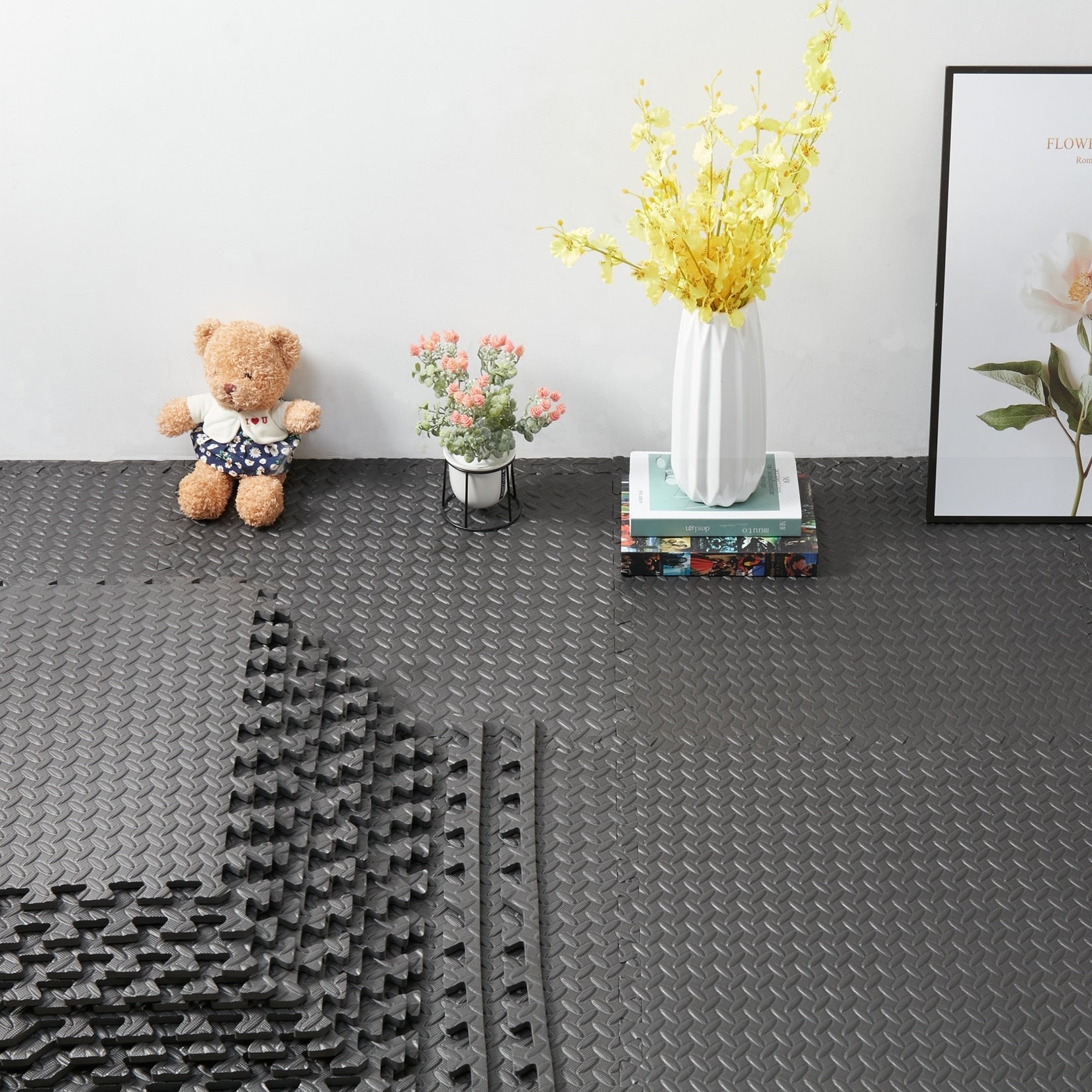 12 dalles de sol en mousse pour salle de sport, 24 x 24, tapis de sol emboîtables, 48 ​​pi²