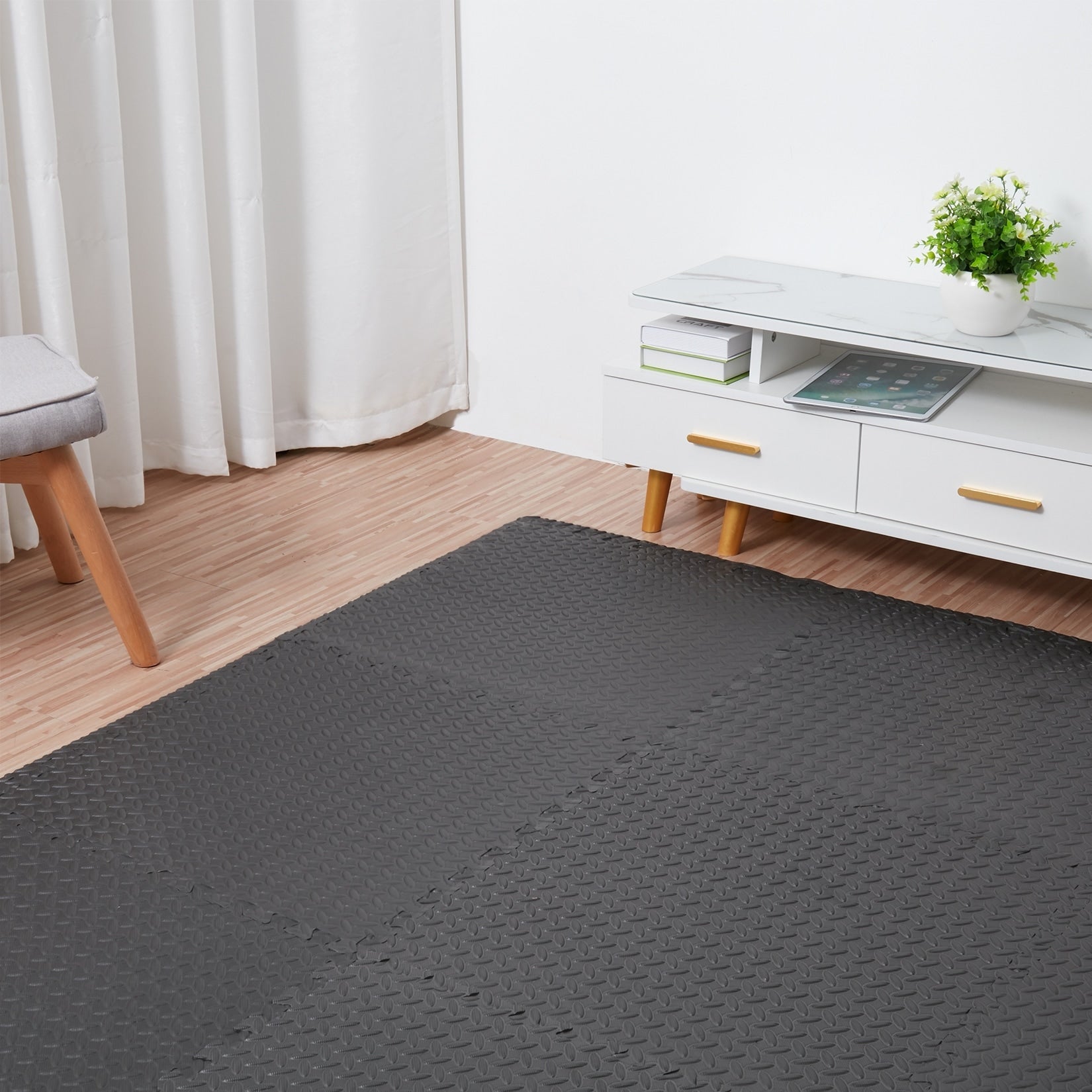 12 dalles de sol en mousse pour salle de sport, 24 x 24, tapis de sol emboîtables, 48 ​​pi²