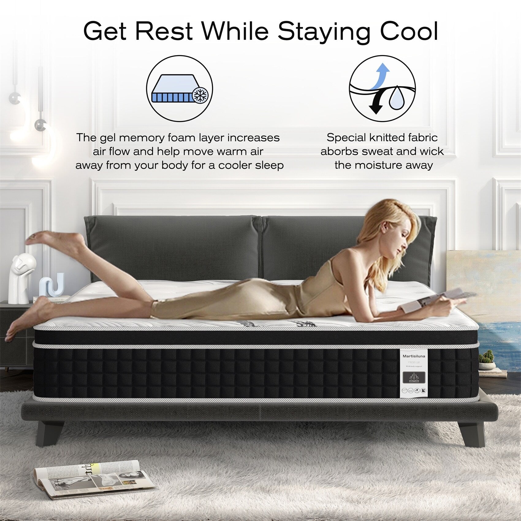 Matelas hybride en mousse à mémoire de forme de 12 pouces dans une boîte