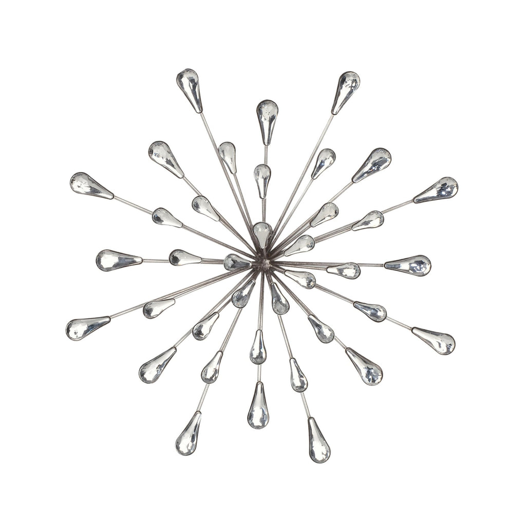 Décoration murale en métal argenté et perles transparentes de 12,5 diamètres