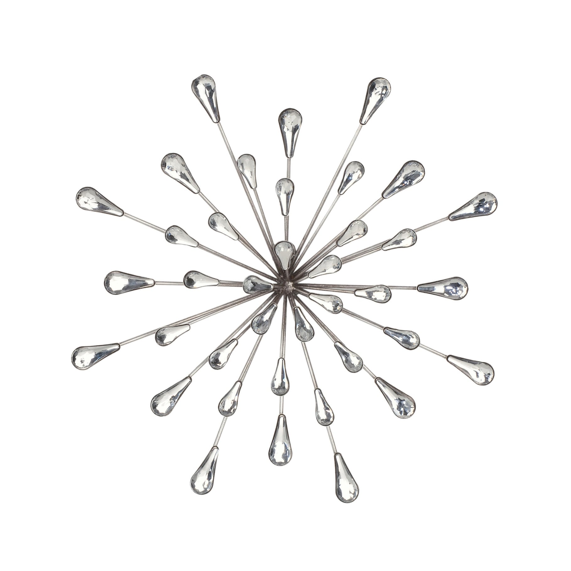 Décoration murale en métal argenté et perles transparentes de 12,5 diamètres