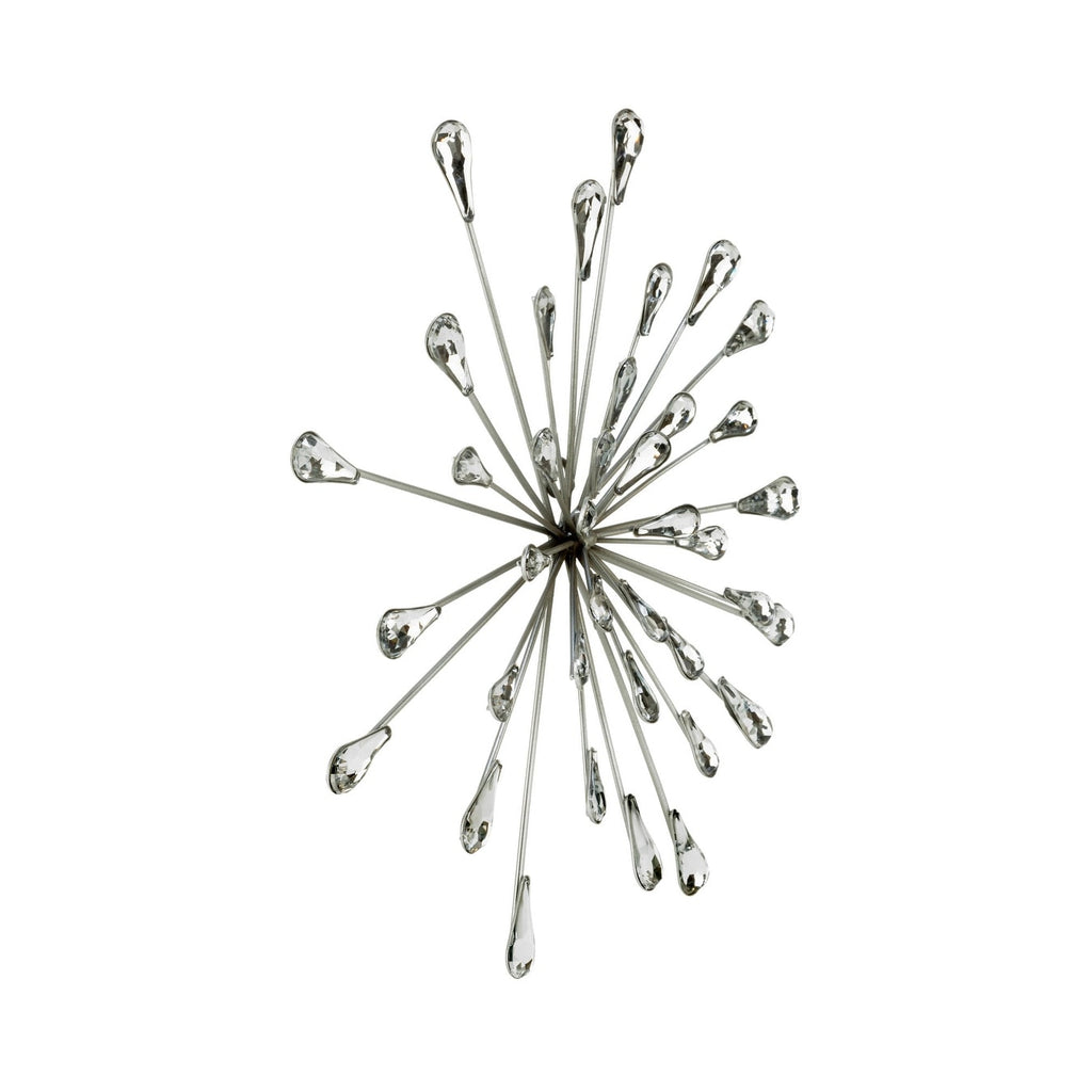 Décoration murale en métal argenté et perles transparentes de 12,5 diamètres