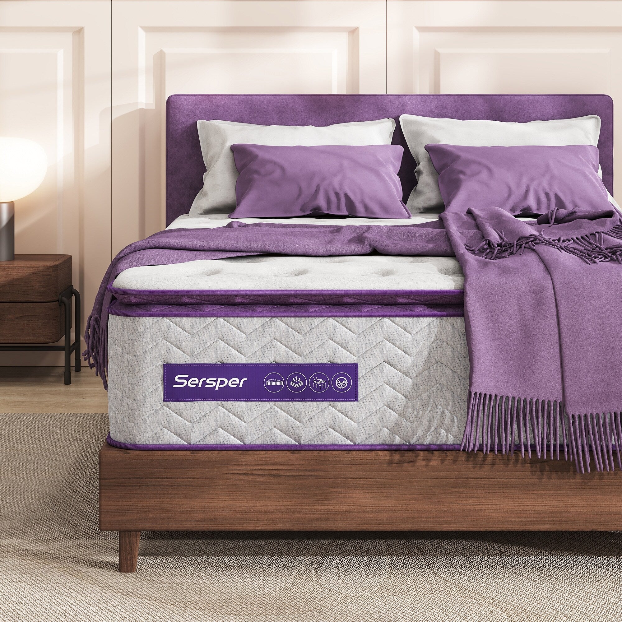 Matelas moyen en mousse à mémoire de forme de 12 pouces avec plateau-coussin
