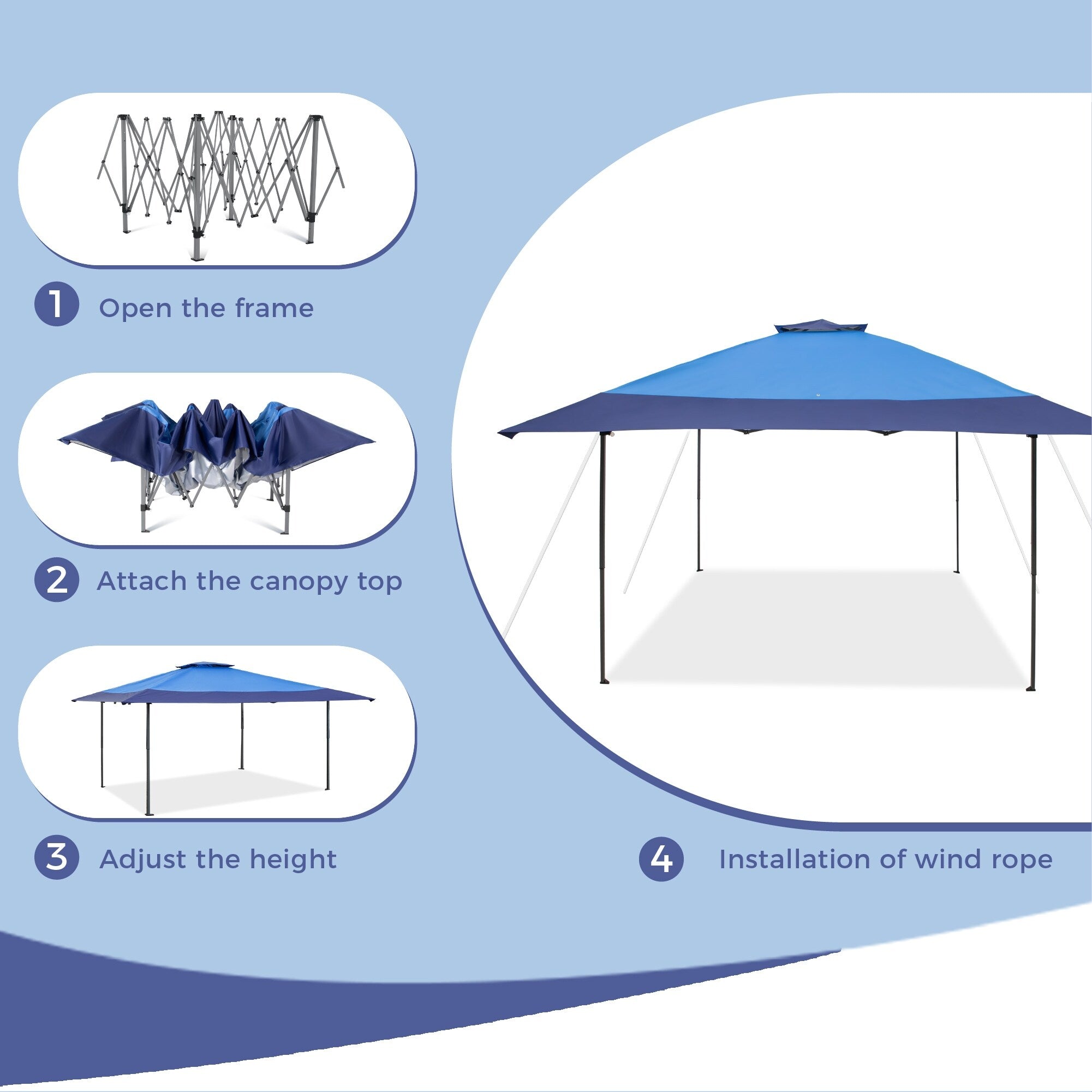 Gazebo de jardin renforcé escamotable avec rideau d'angle élégant - 13 x 13 pi
