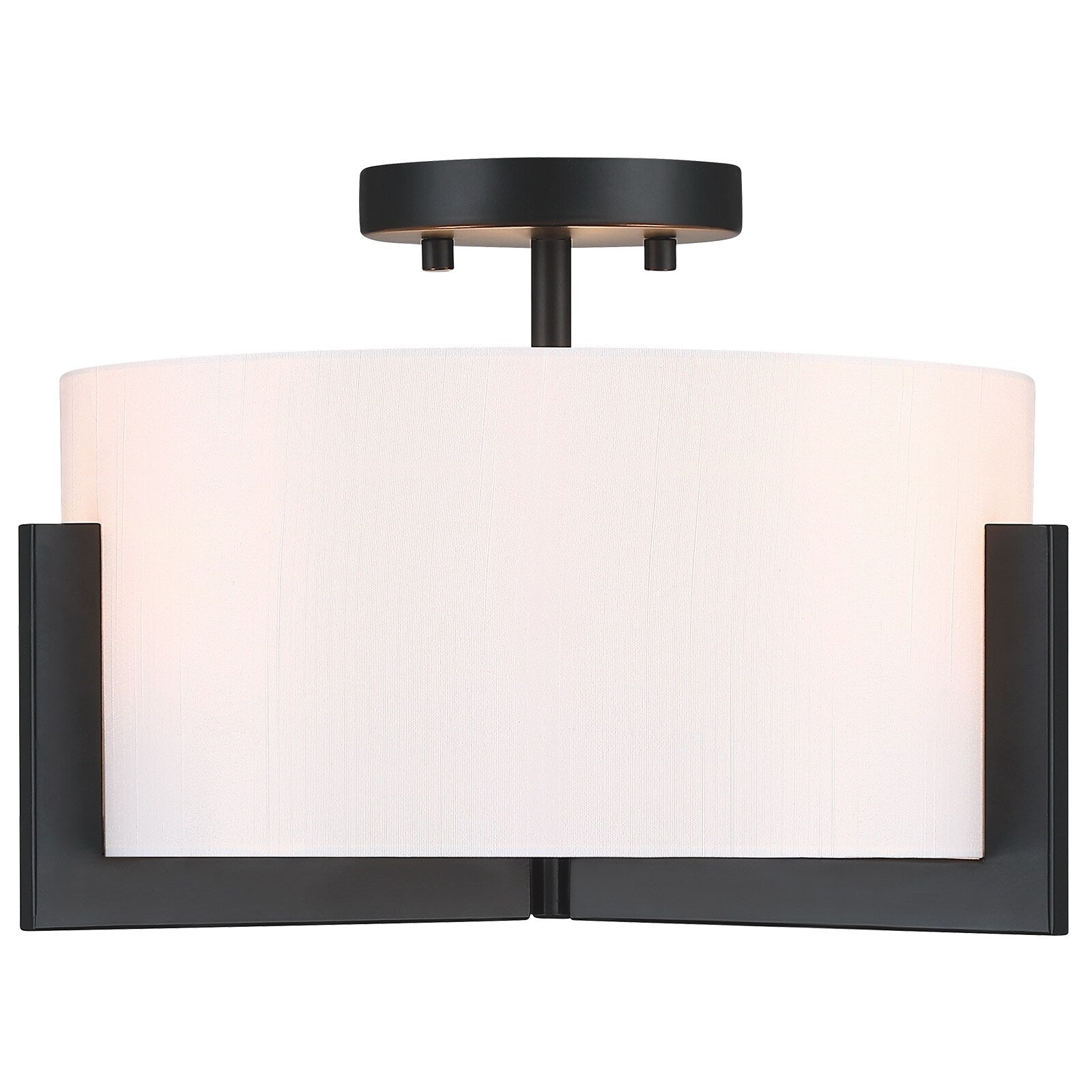 Plafonnier semi-encastré noir mat à 3 lumières de 14 po avec abat-jour tambour - 14 W