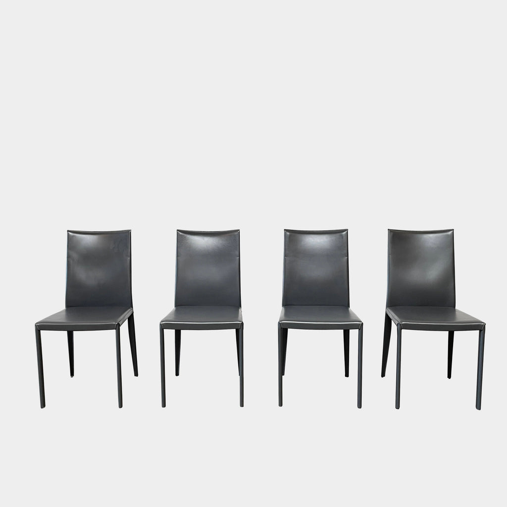 Ensemble de chaises de salle à manger Frag Bella en cuir gris foncé