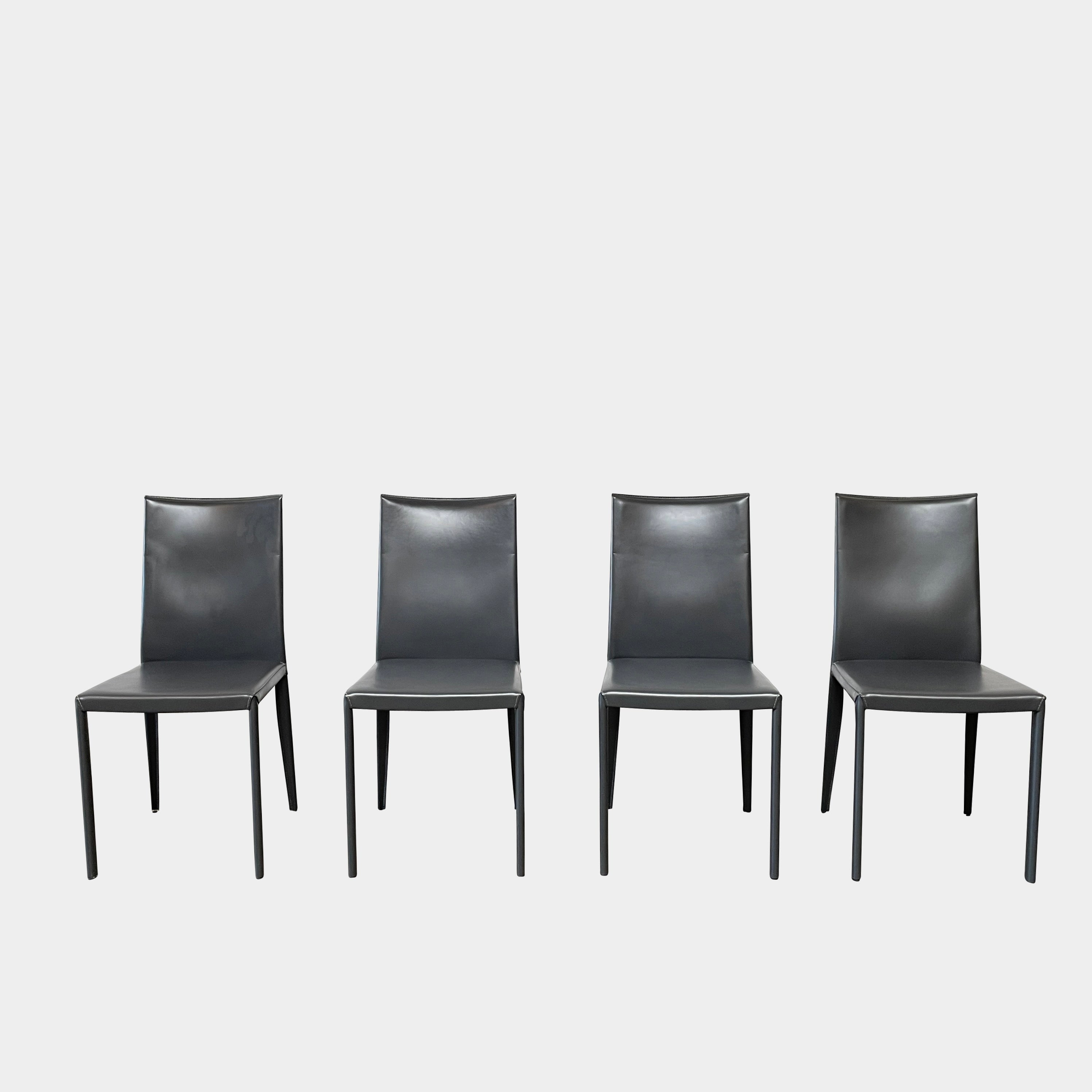 Ensemble de chaises de salle à manger Frag Bella en cuir gris foncé