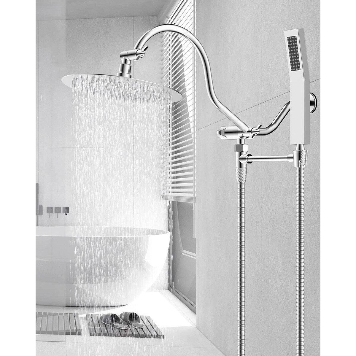 Pommeau de douche à effet pluie haute pression tout en métal de 10 pouces avec pommeau combiné