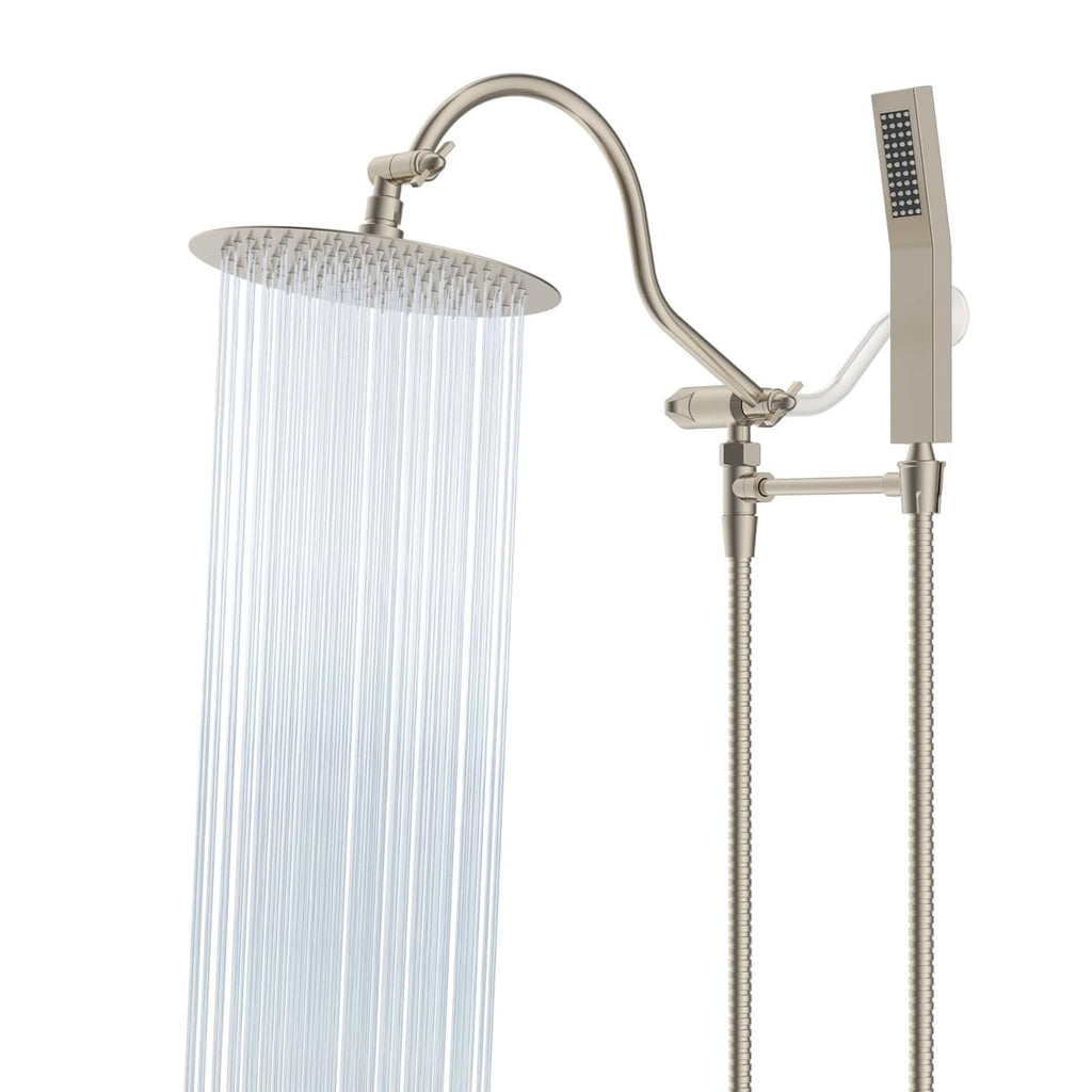 Pommeau de douche à effet pluie haute pression tout en métal de 10 pouces avec pommeau combiné