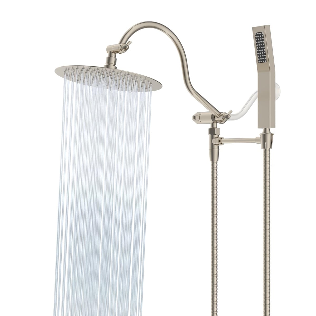 Pommeau de douche à effet pluie haute pression tout en métal de 10 pouces avec pommeau combiné