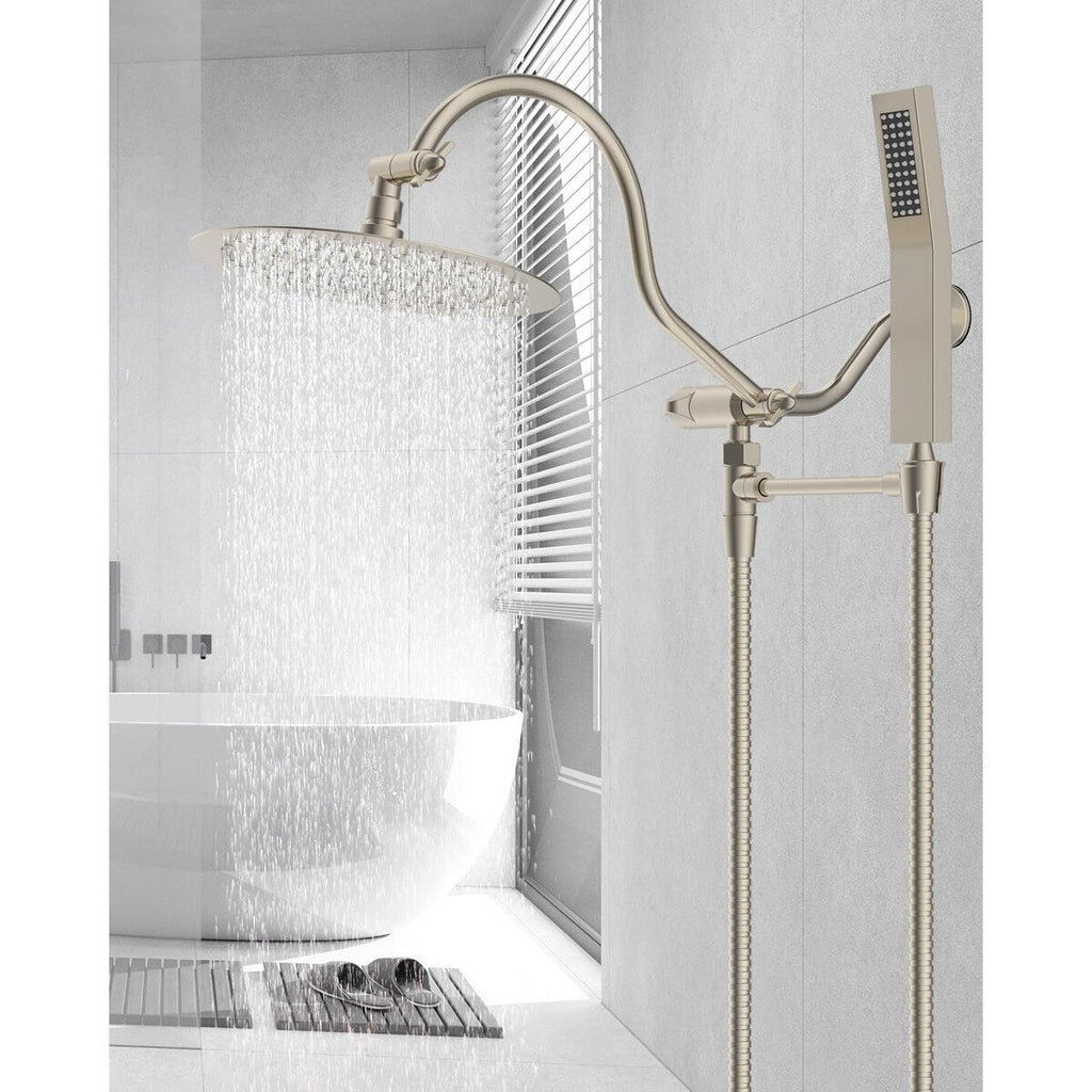 Pommeau de douche à effet pluie haute pression tout en métal de 10 pouces avec pommeau combiné