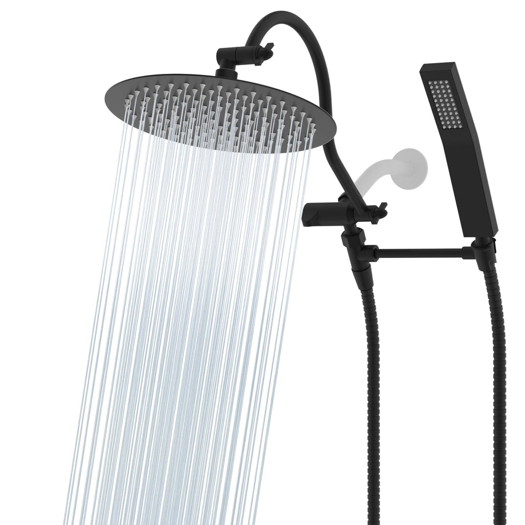 Pommeau de douche à effet pluie haute pression tout en métal de 10 pouces avec pommeau combiné