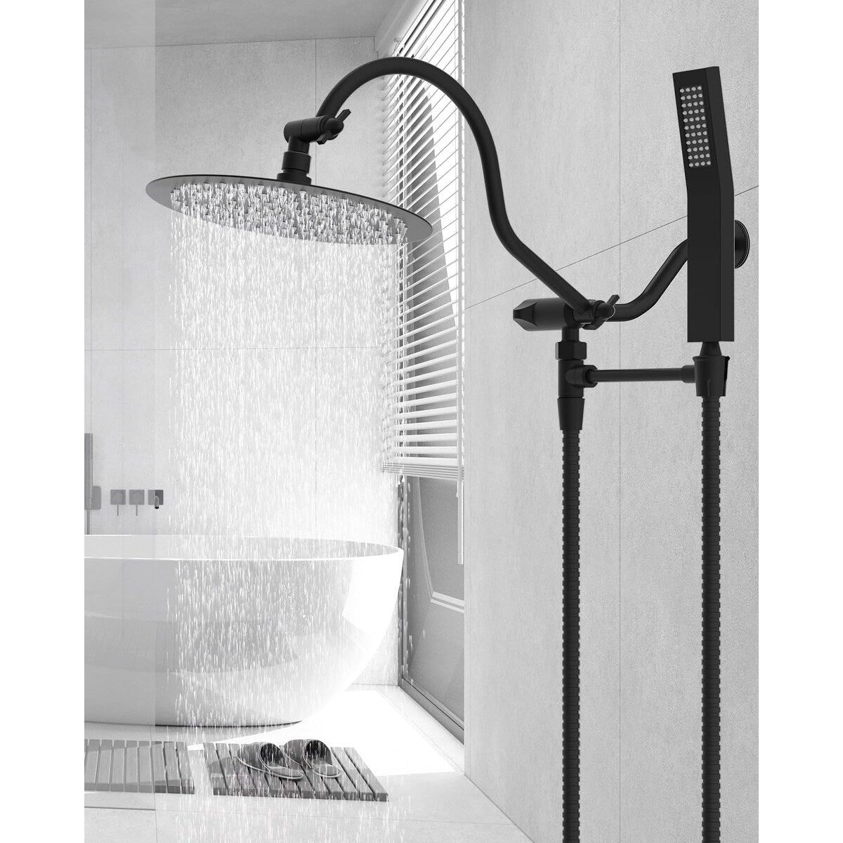 Pommeau de douche à effet pluie haute pression tout en métal de 10 pouces avec pommeau combiné