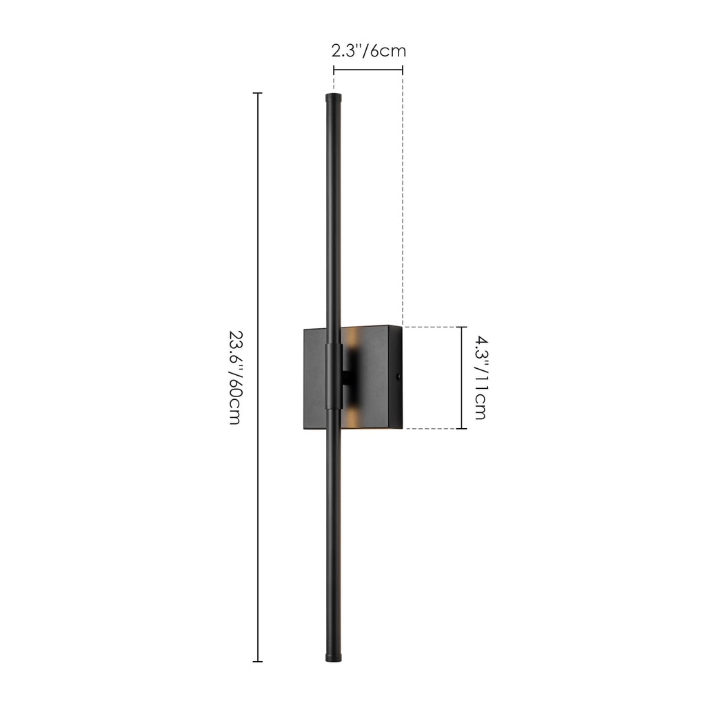 Applique murale linéaire moderne à 1 ampoule, noire, dorée et nickel, à LED, à intensité variable, pour salle de bain