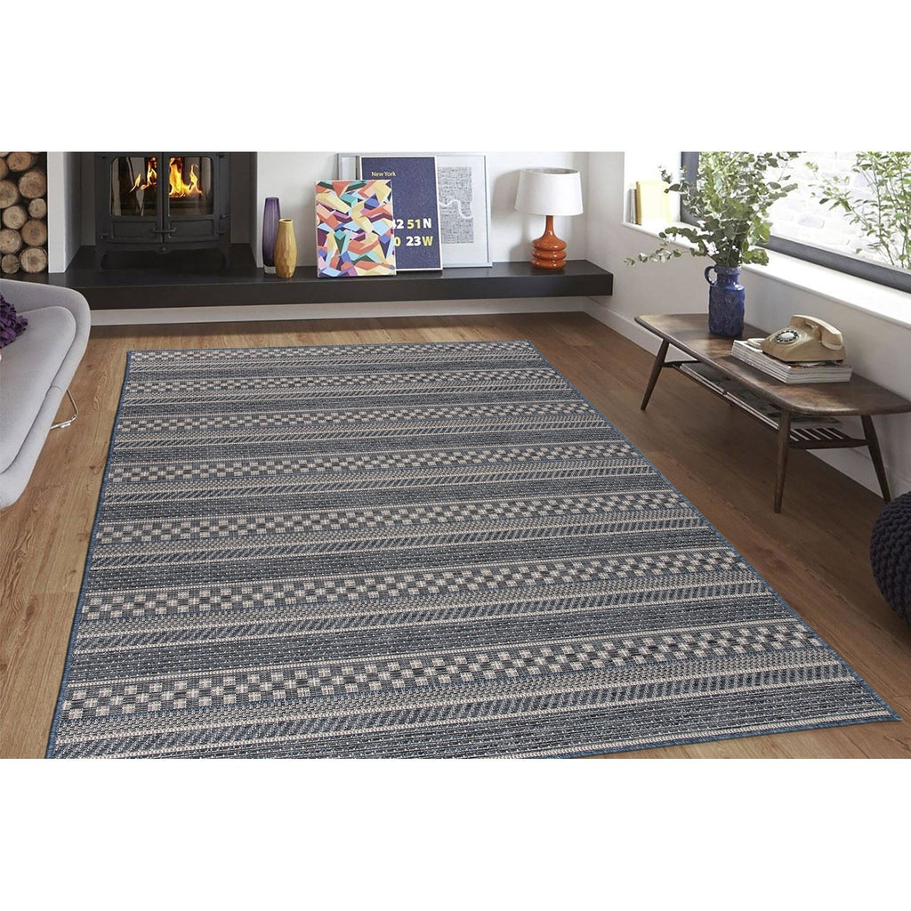 Tapis d'intérieur/extérieur à rayures géométriques bohèmes World Rug Gallery