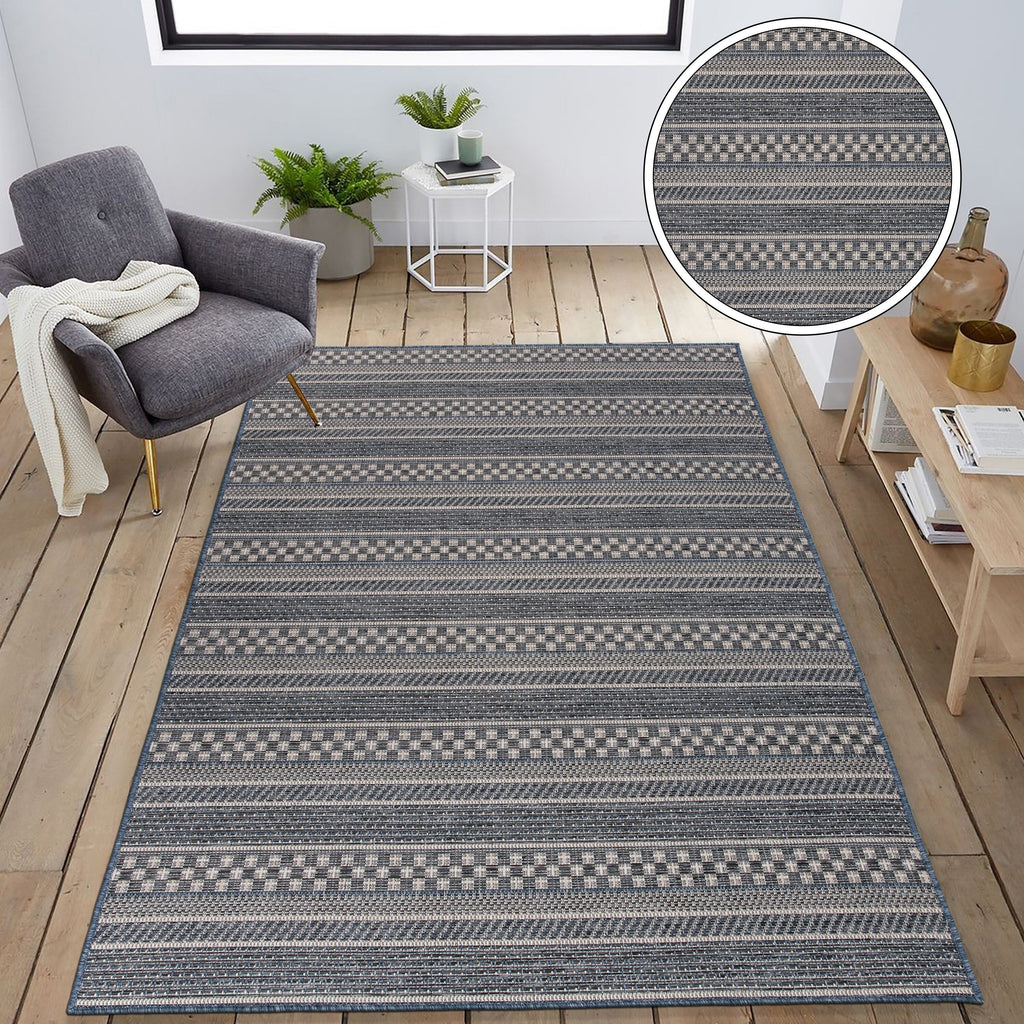 Tapis d'intérieur/extérieur à rayures géométriques bohèmes World Rug Gallery