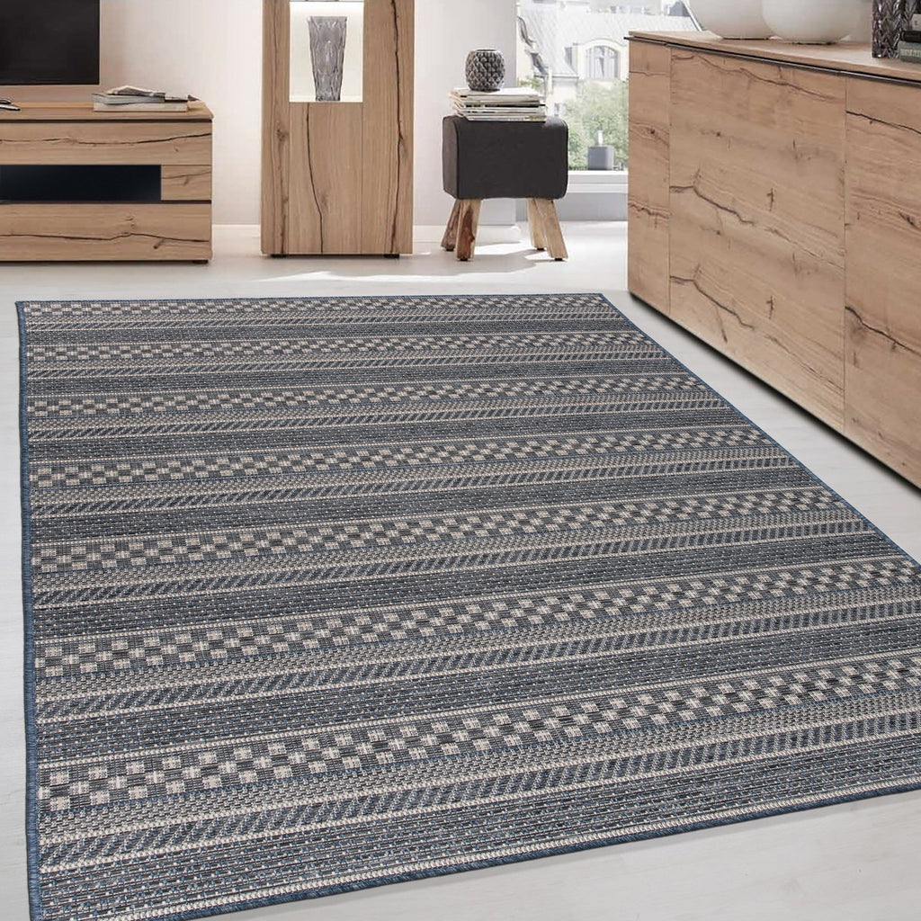 Tapis d'intérieur/extérieur à rayures géométriques bohèmes World Rug Gallery