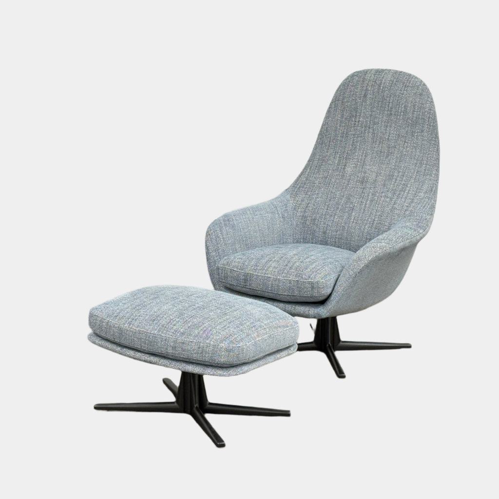 Fauteuil pivotant et pouf Poliform Marlon (2 housses disponibles)