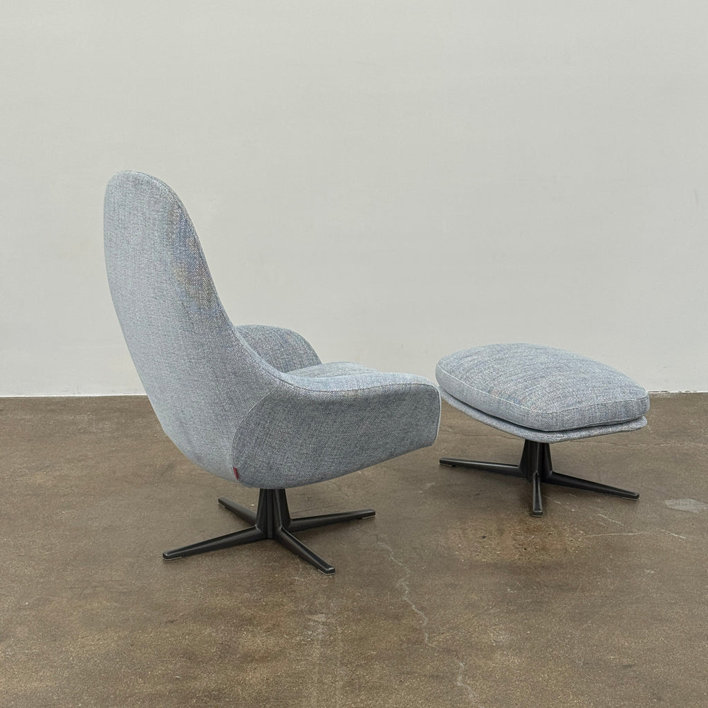Fauteuil pivotant et pouf Poliform Marlon (2 housses disponibles)
