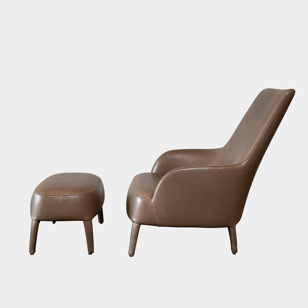 Fauteuil à dossier haut et pouf Maxalto Febo