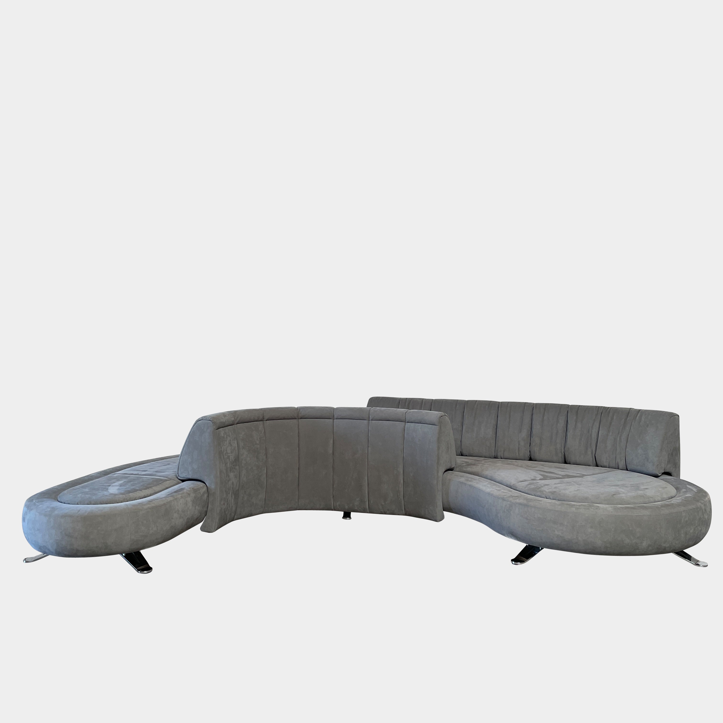 Canapé River DS-1064 De Sede en cuir nubuck gris