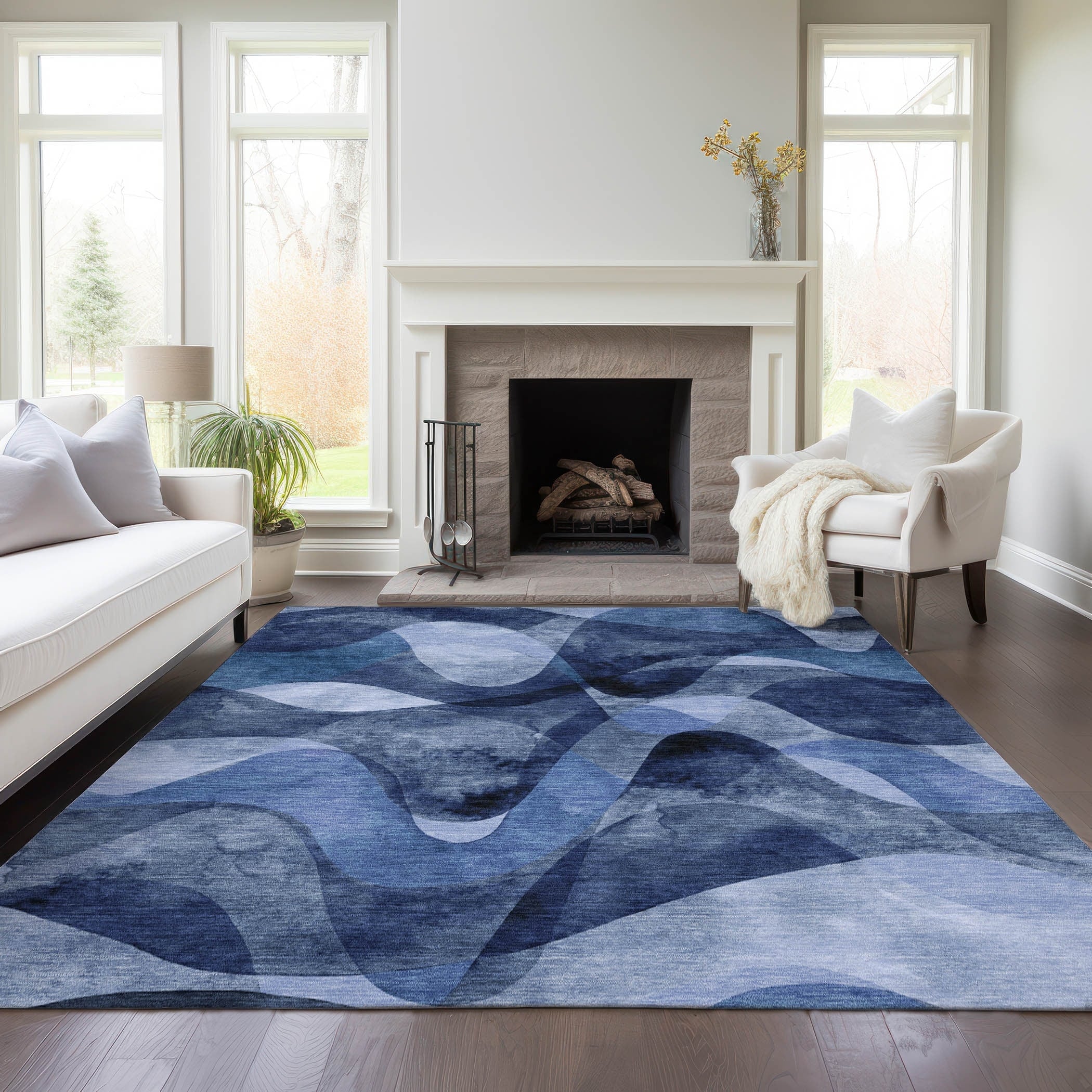 Tapis Chantille moderne lavable en machine pour intérieur/extérieur