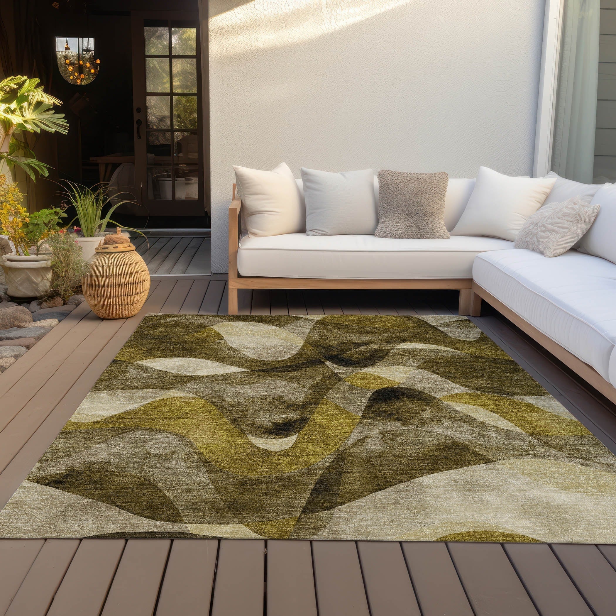 Tapis Chantille moderne lavable en machine pour intérieur/extérieur