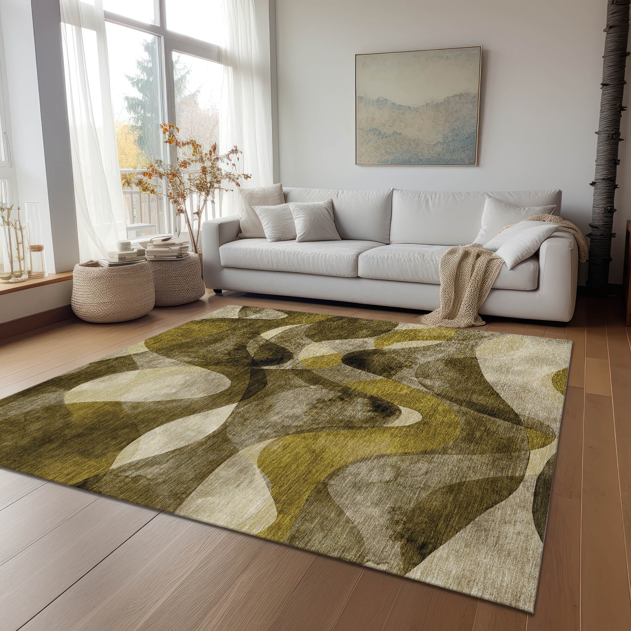 Tapis Chantille moderne lavable en machine pour intérieur/extérieur
